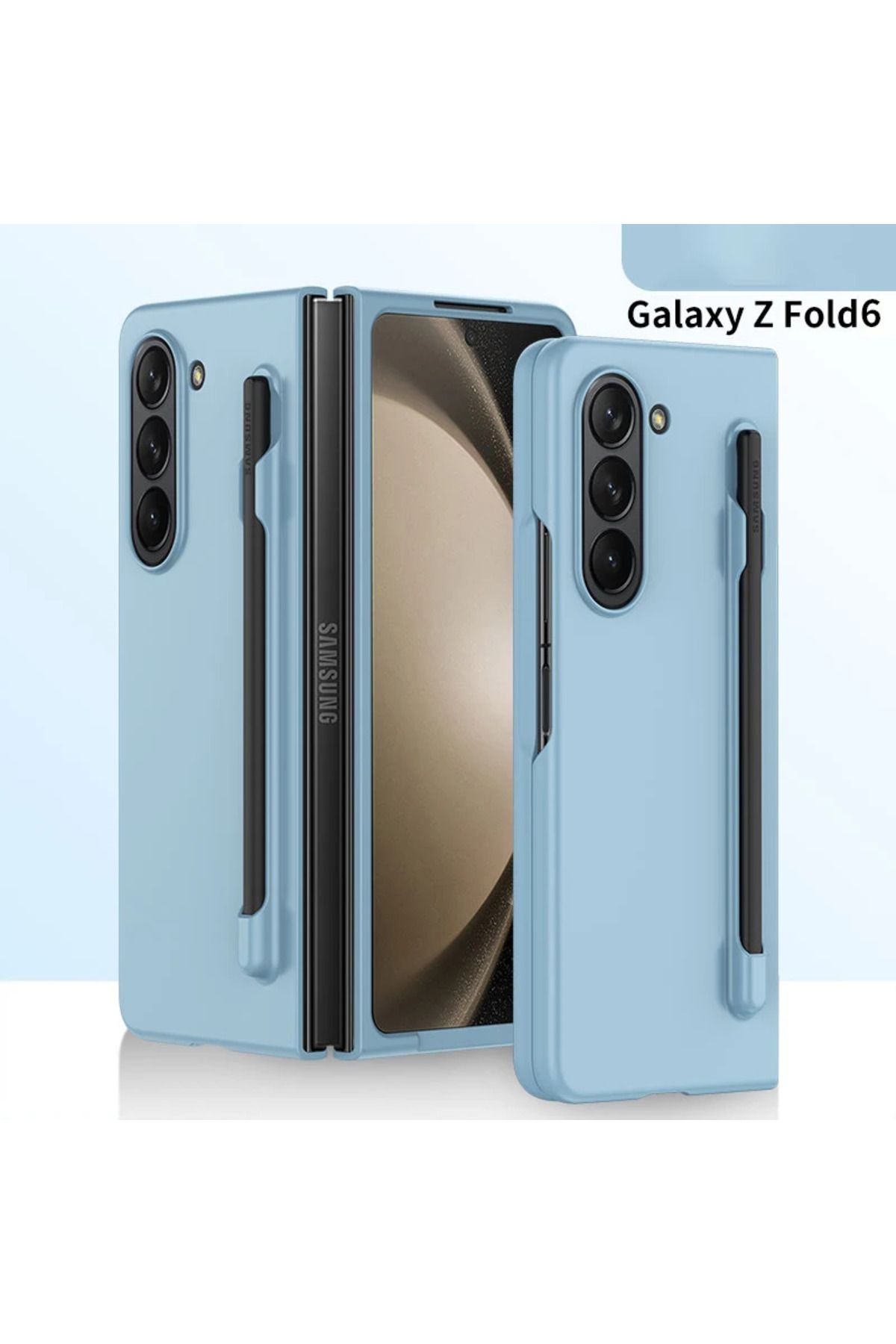 Newon SAMSUNG Z FOLD 6 MAVİ RENKLİ KALEMLİ TELEFON KILIFI KAPAK COVER CASE