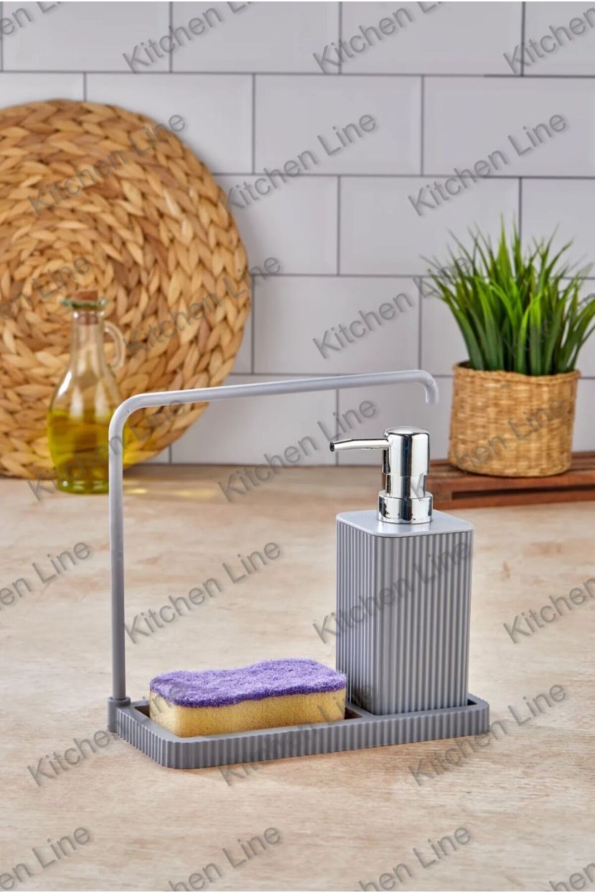 Kitchen Line ASKILI MUTFAK SIVI SABUNLUK- MUTFAK BEZİ ASKILI, SÜNGER HAZNELİ- MUTFAK LAVABO SETİ GRİ