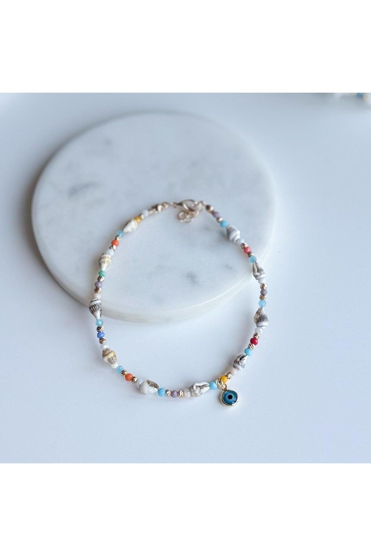 Venus Design Renkli Boncuk Midye Halhal