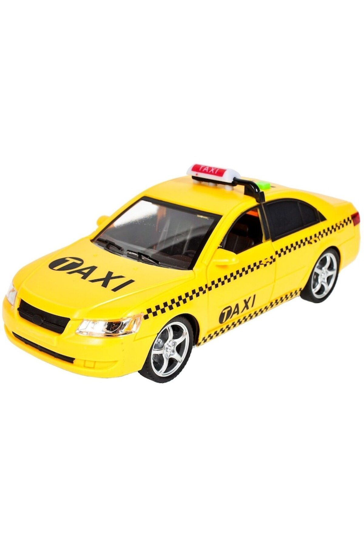 indiggo-Mașină taxi de jucărie cu lumini și sunete, roți de cauciuc, uși față deschise, scară 1:16, citrin galben 3