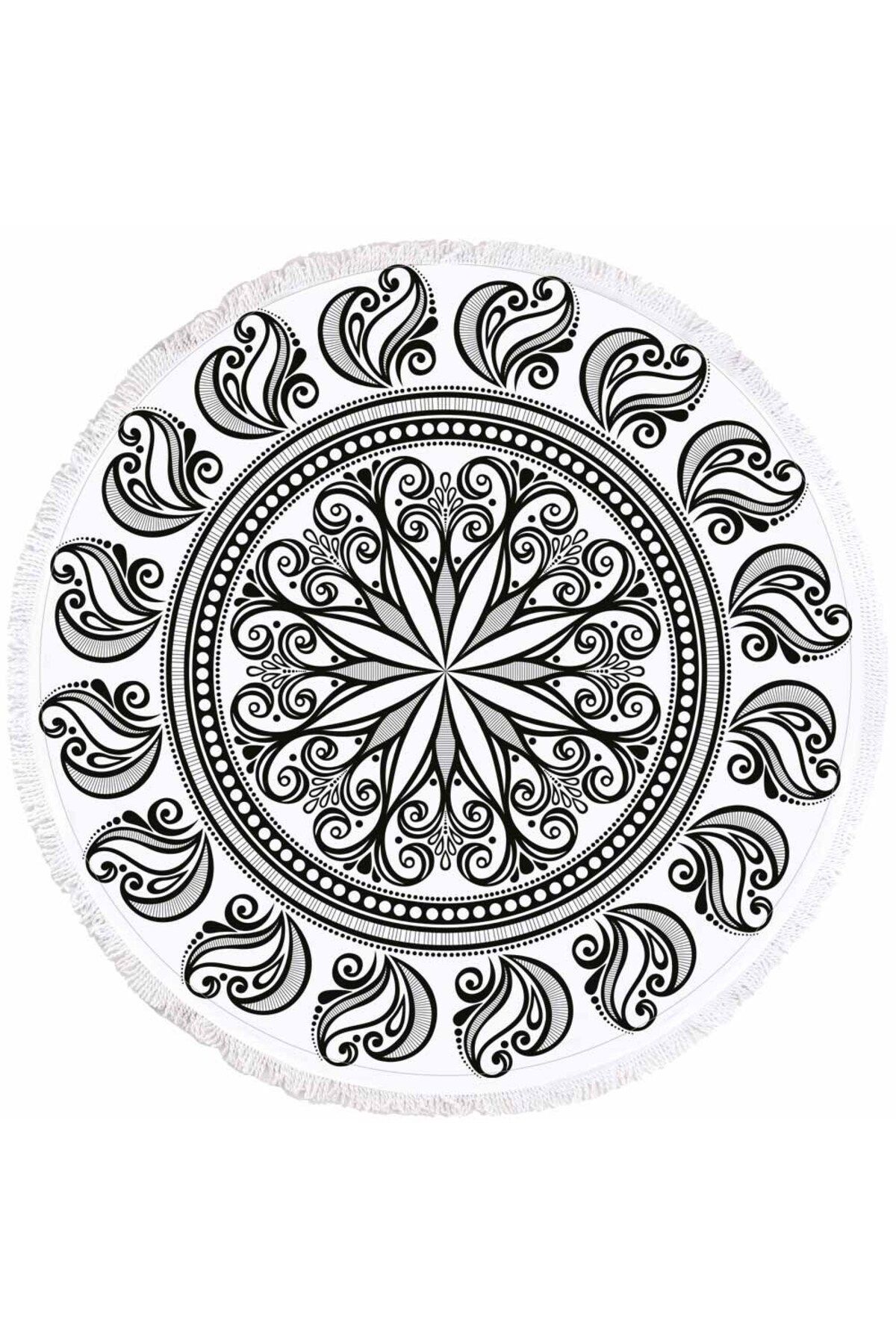 Fabeteks Mandala Yapraklı Plaj Havlusu 150x150cm