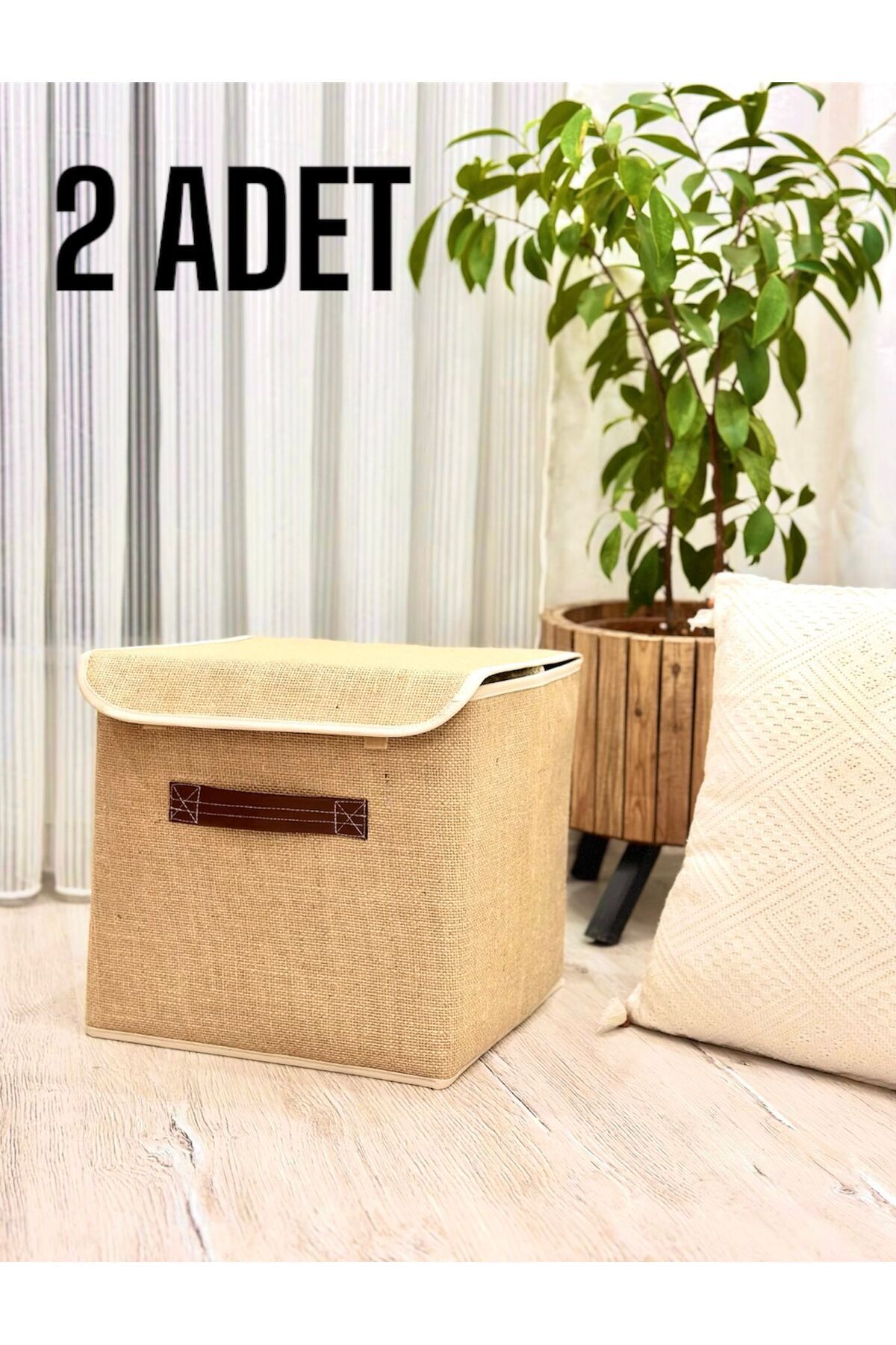 aydev home collection 2 Adet Jüt Kapaklı Dolap Içi Çamaşır Oyuncak Düzenleyici Katlanır Saklama Kutusu 30x30x30 cm