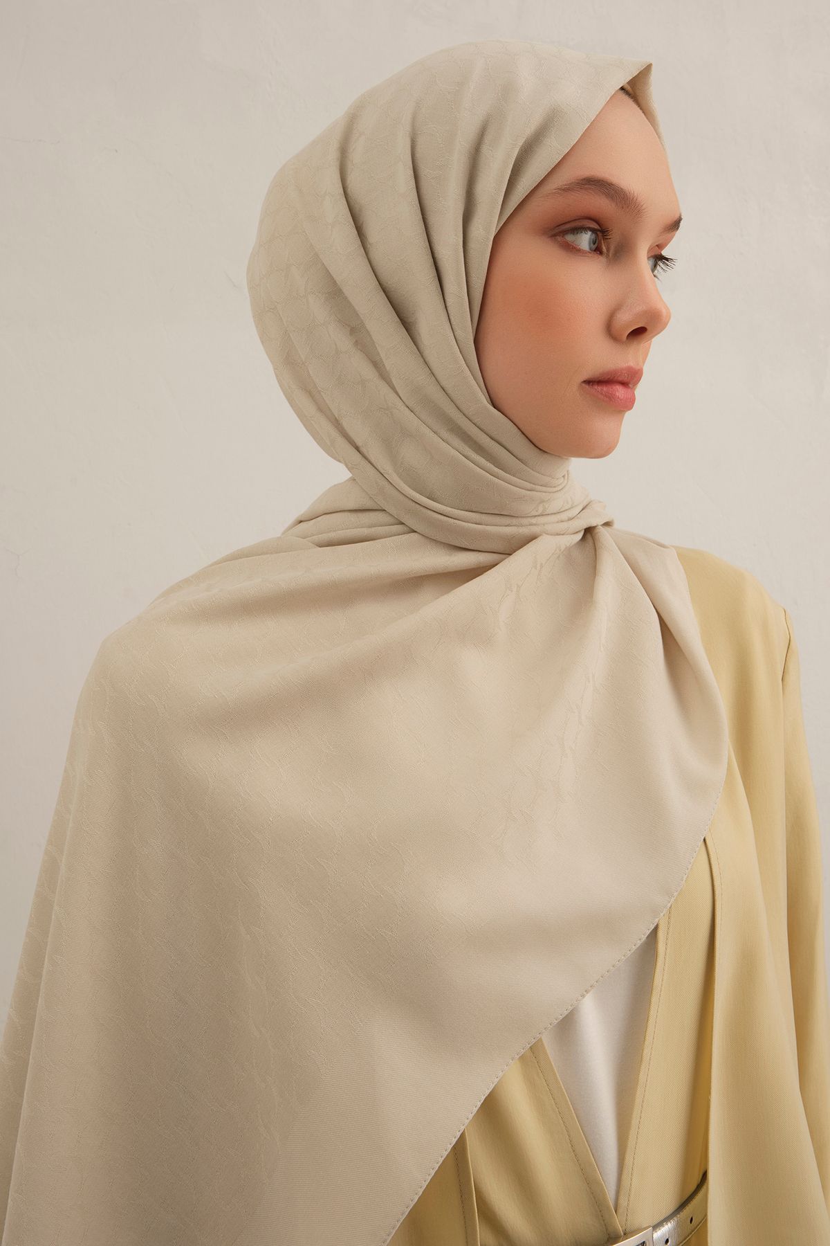 Armine Bej Link Desen Bambu Cotton Şal 17