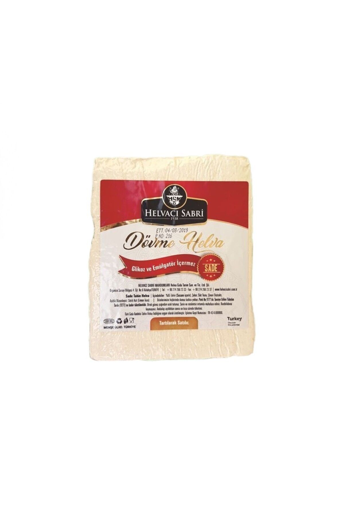 HELVACI SABRİ HELVACI SABRİ DÖVME SADE TAHİN HELVA 480 GR