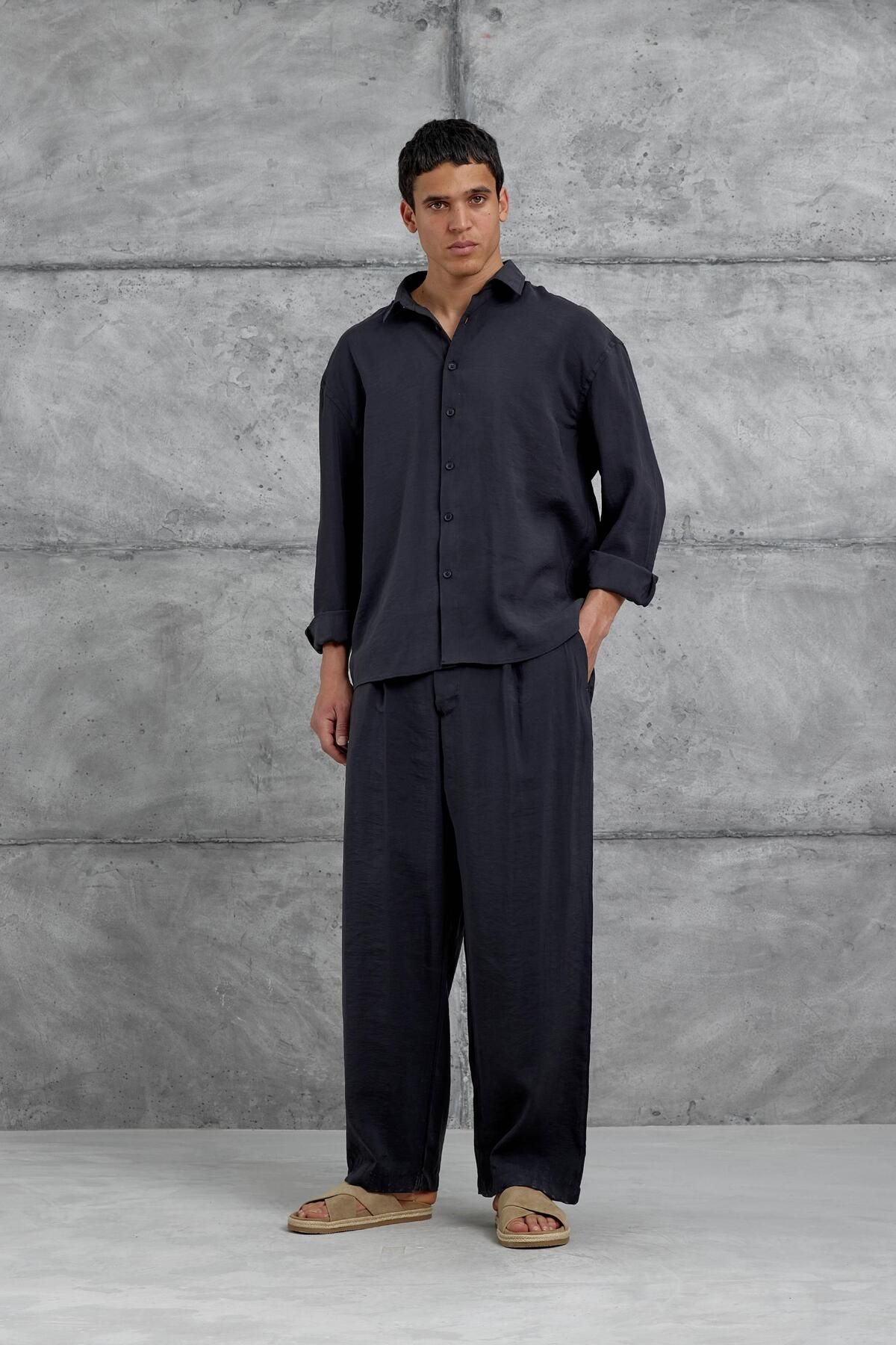 NOMARC Siyah 512 Modal Kumaş Oversize Takım Alt Üst