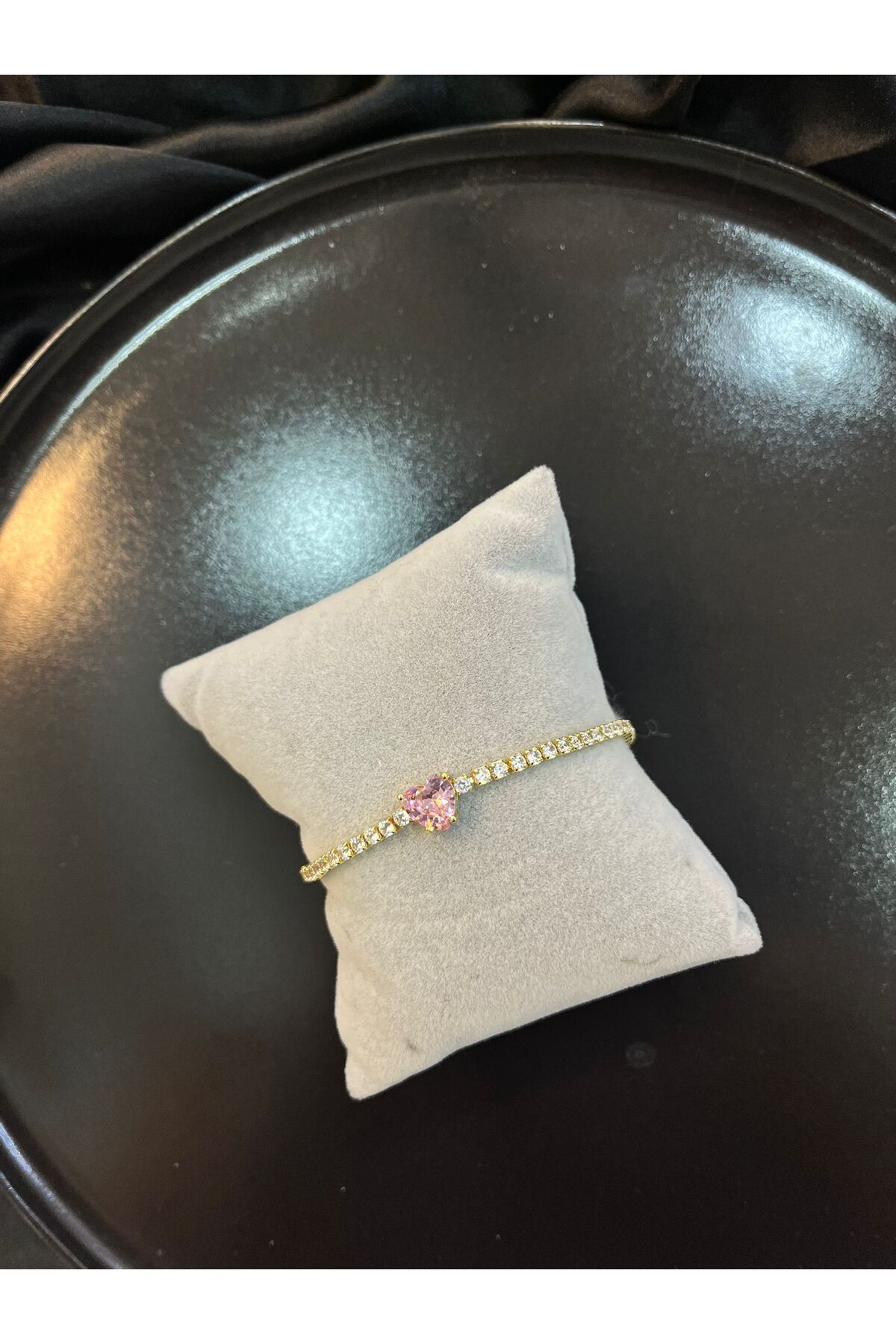 MODA Pembe Kalp Taşlı Bileklik