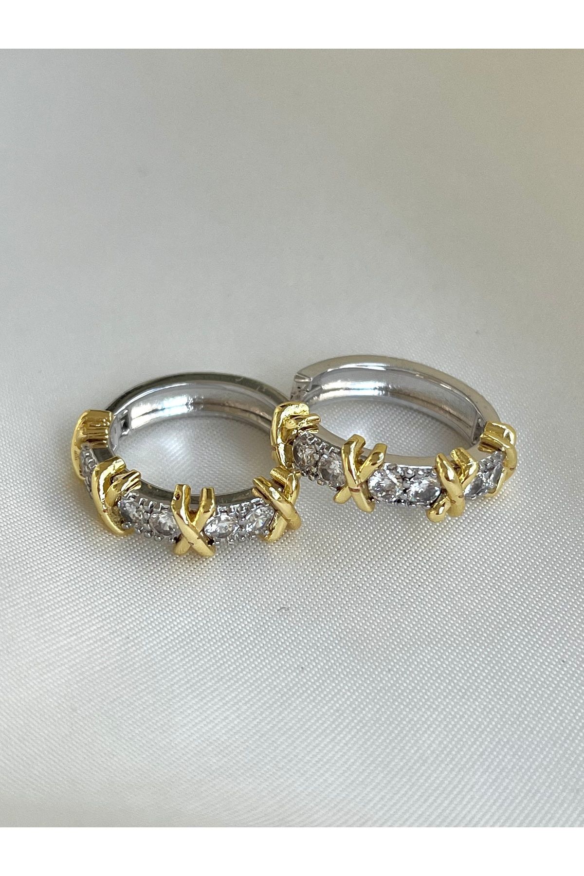 Twinssis Accessories Zirkon Taşlı XoX Halka Küpe