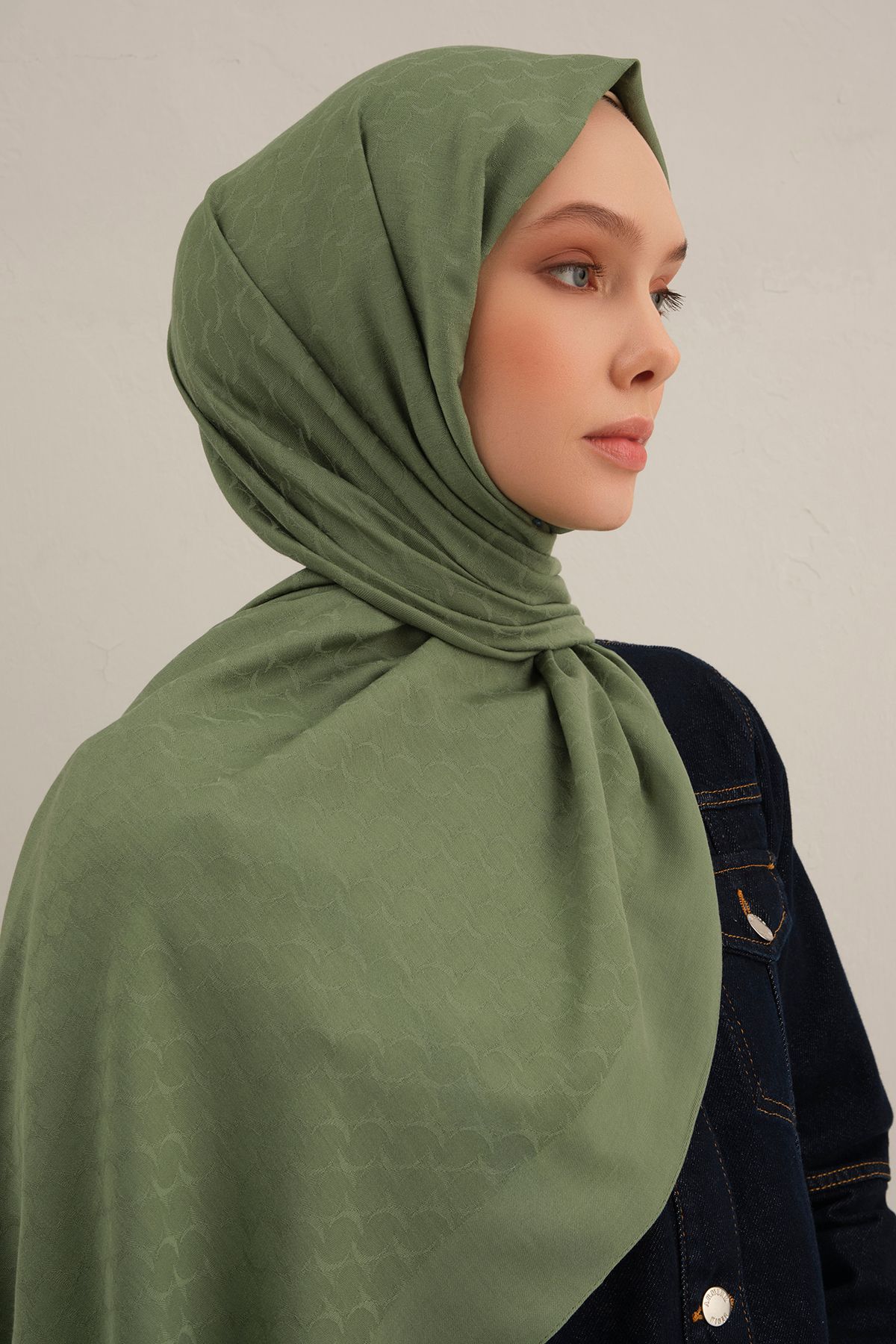 Armine Yeşil Link Desen Bambu Cotton Şal 48