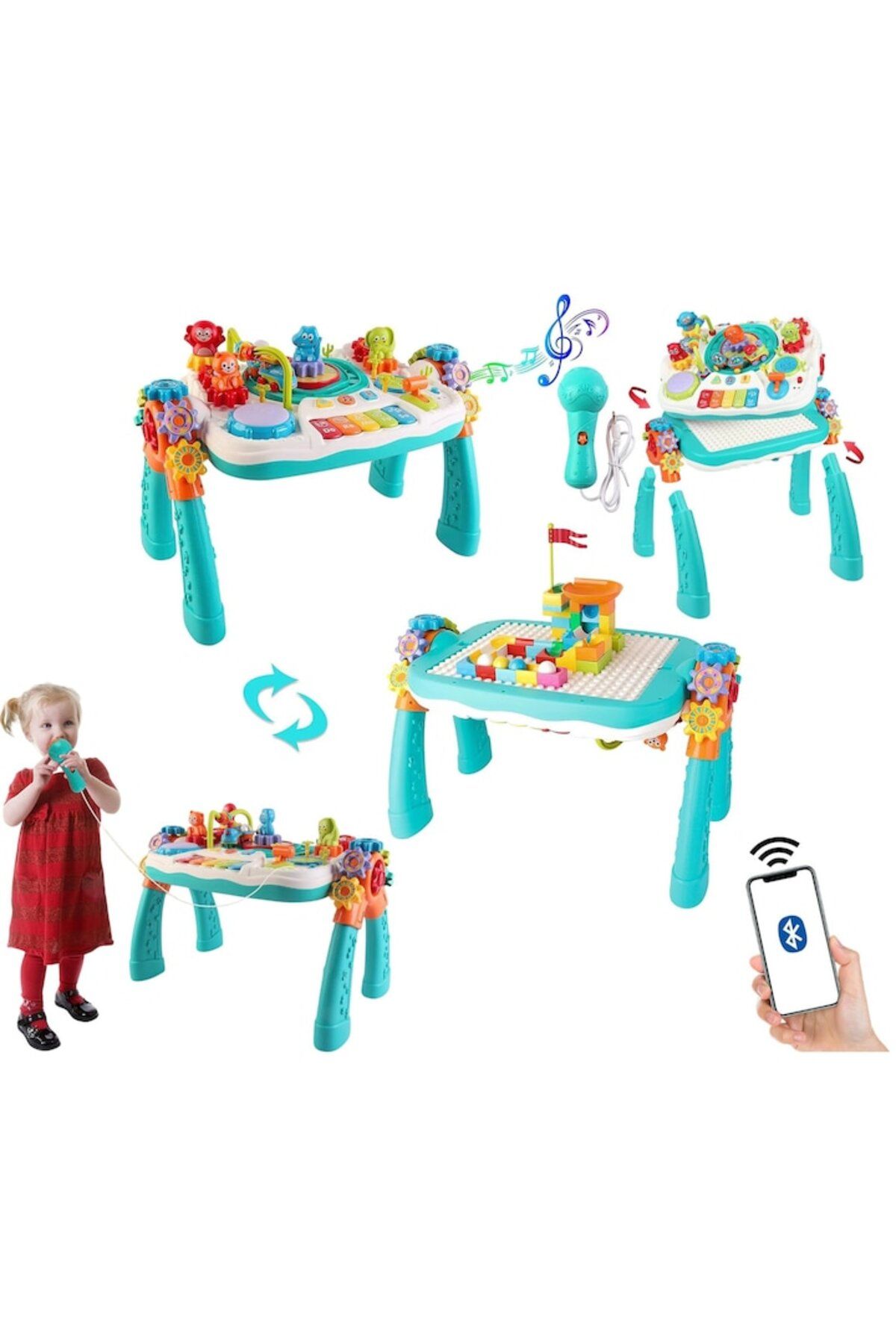 Smart Vibe-KidsFunPlay™ 2in1 Multifunctional Activity and Play Table with Built-in Microphone and Bluetooth Function 2