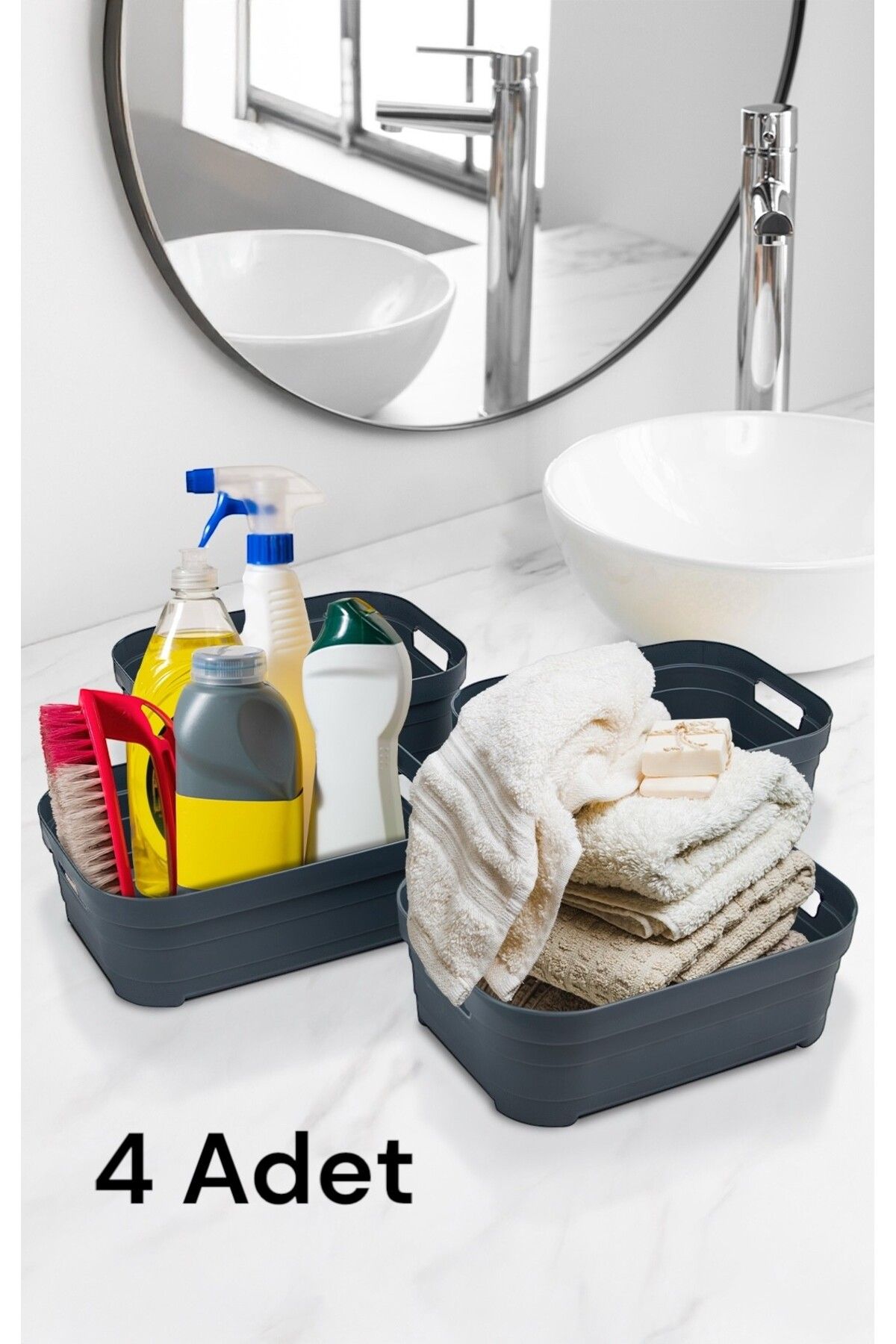 Nesto Home 4'lü Set Çok Amaçlı Sepet Kapaksız 4X2.8 litre