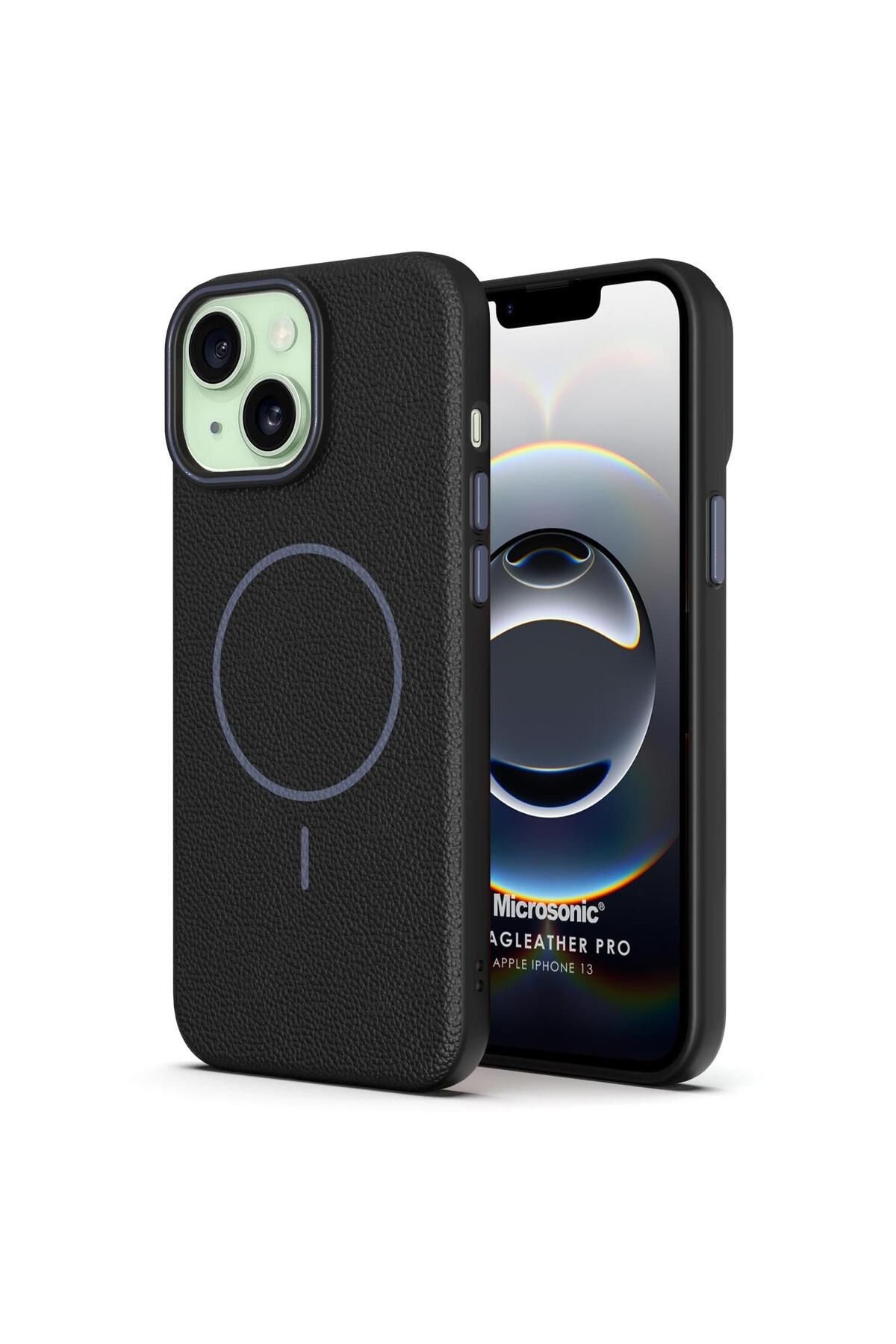 Microsonic Apple iPhone 13 Kılıf MagLeather Pro Siyah