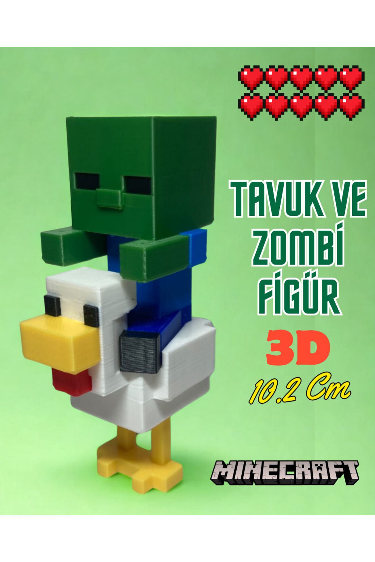 Generic 3D Karakter Tavuk & Zombi Figür Oyuncak İkili Set Minecraf Figür