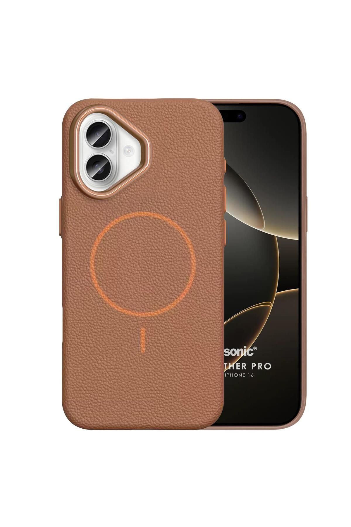 Microsonic Apple iPhone 16 Kılıf MagLeather Pro Kahverengi
