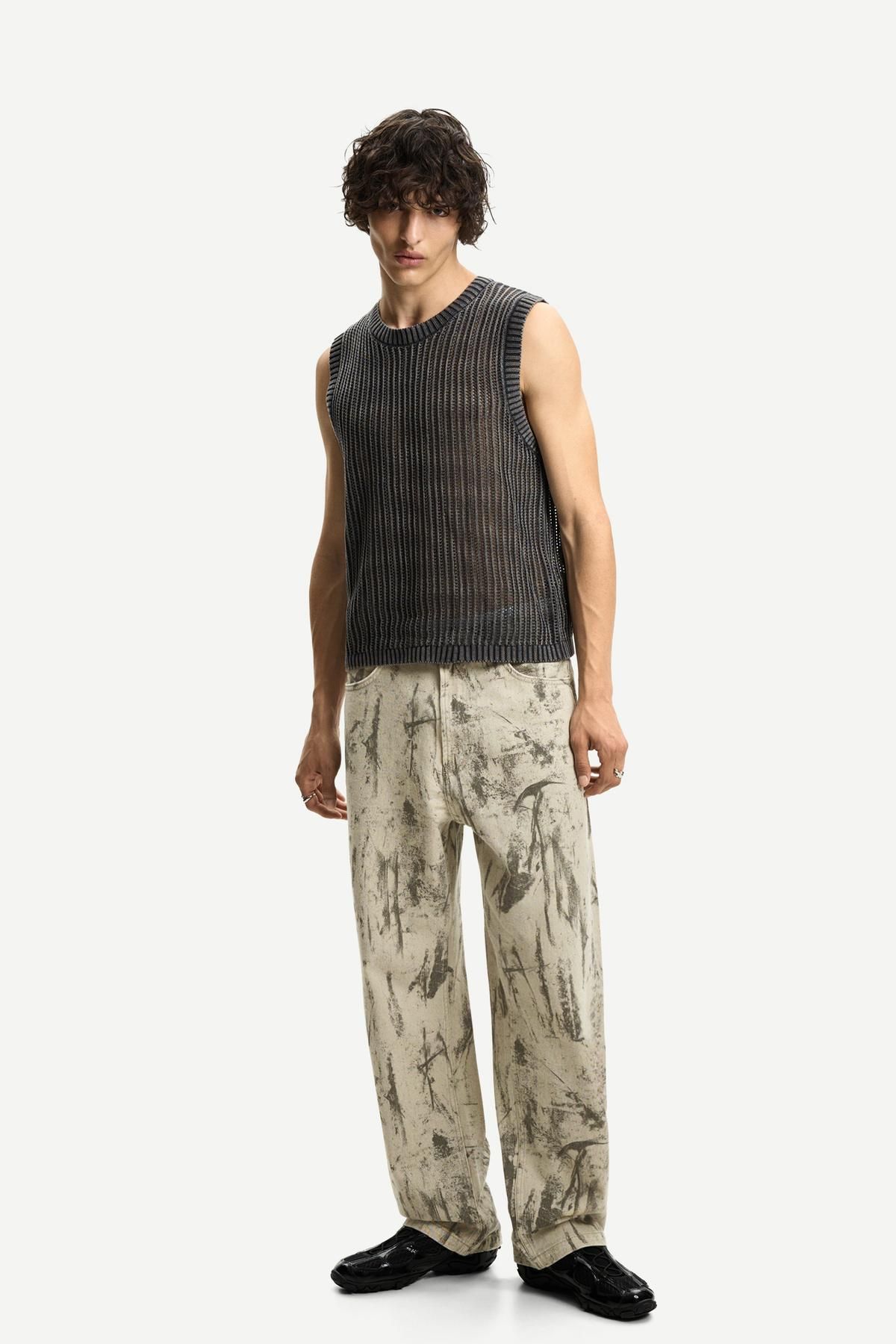 Bershka Desenli baggy fit jean