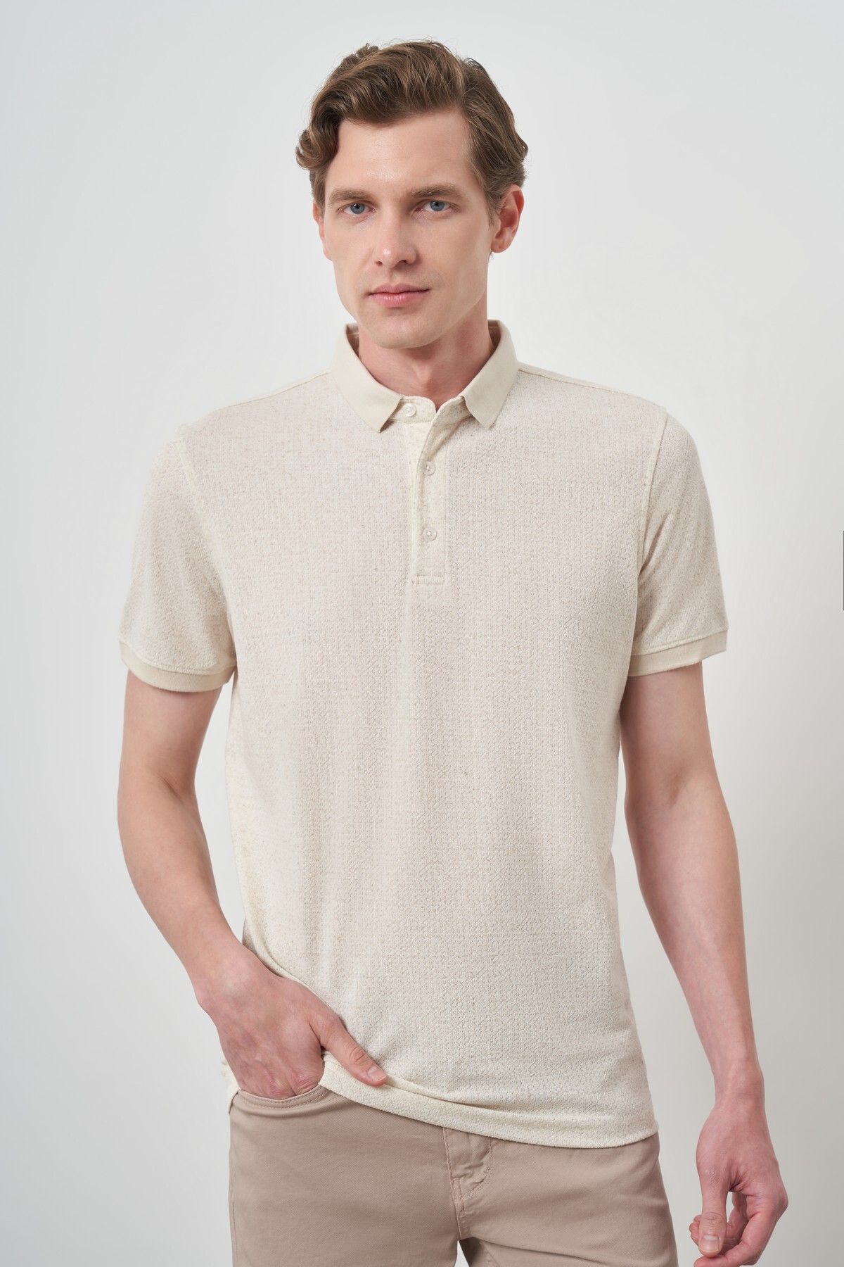 Morven Erkek Kremrengi Trend Polo Yaka T-Shirt