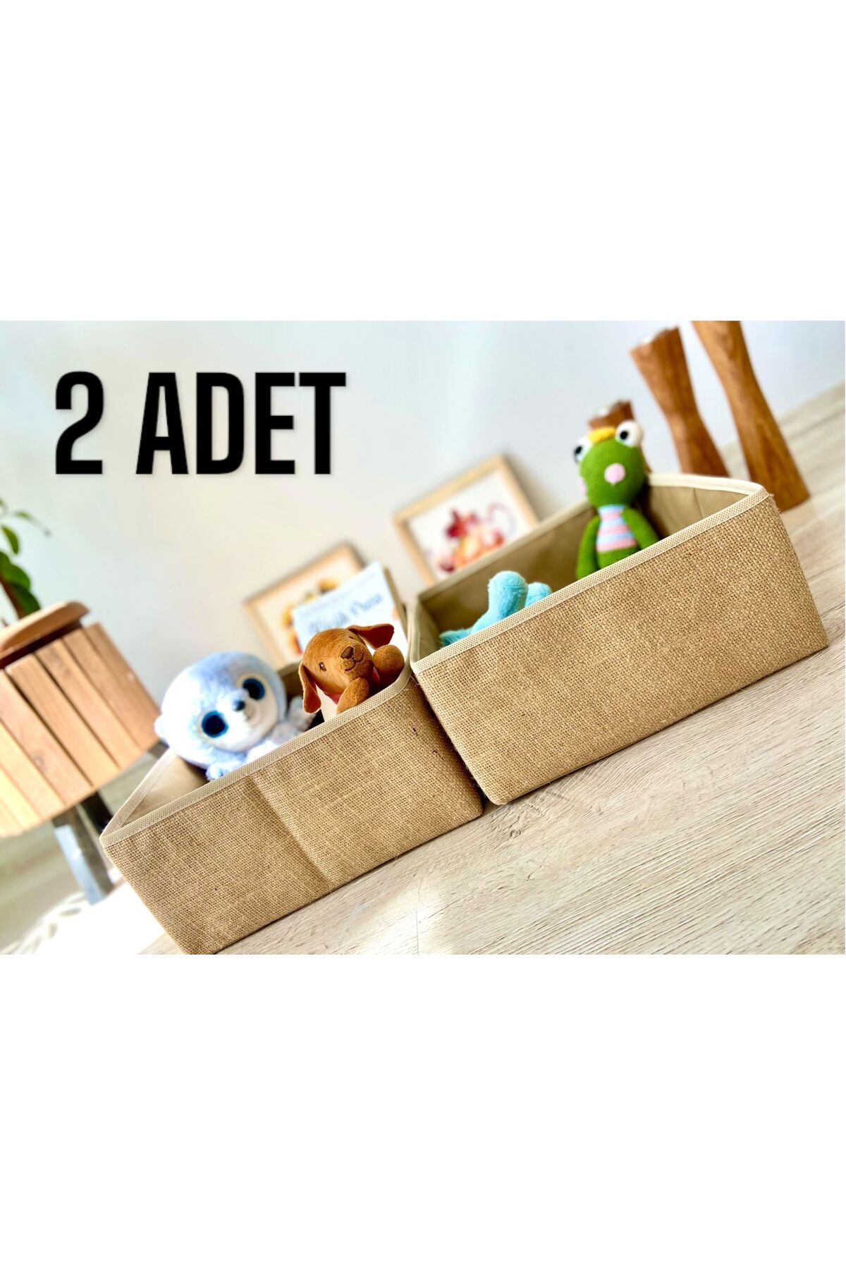 aydev home collection 2 Adet Jüt Çocuk Odası Dolap Çekmece İçi Düzenleyici Saklama Kutusu Organizer