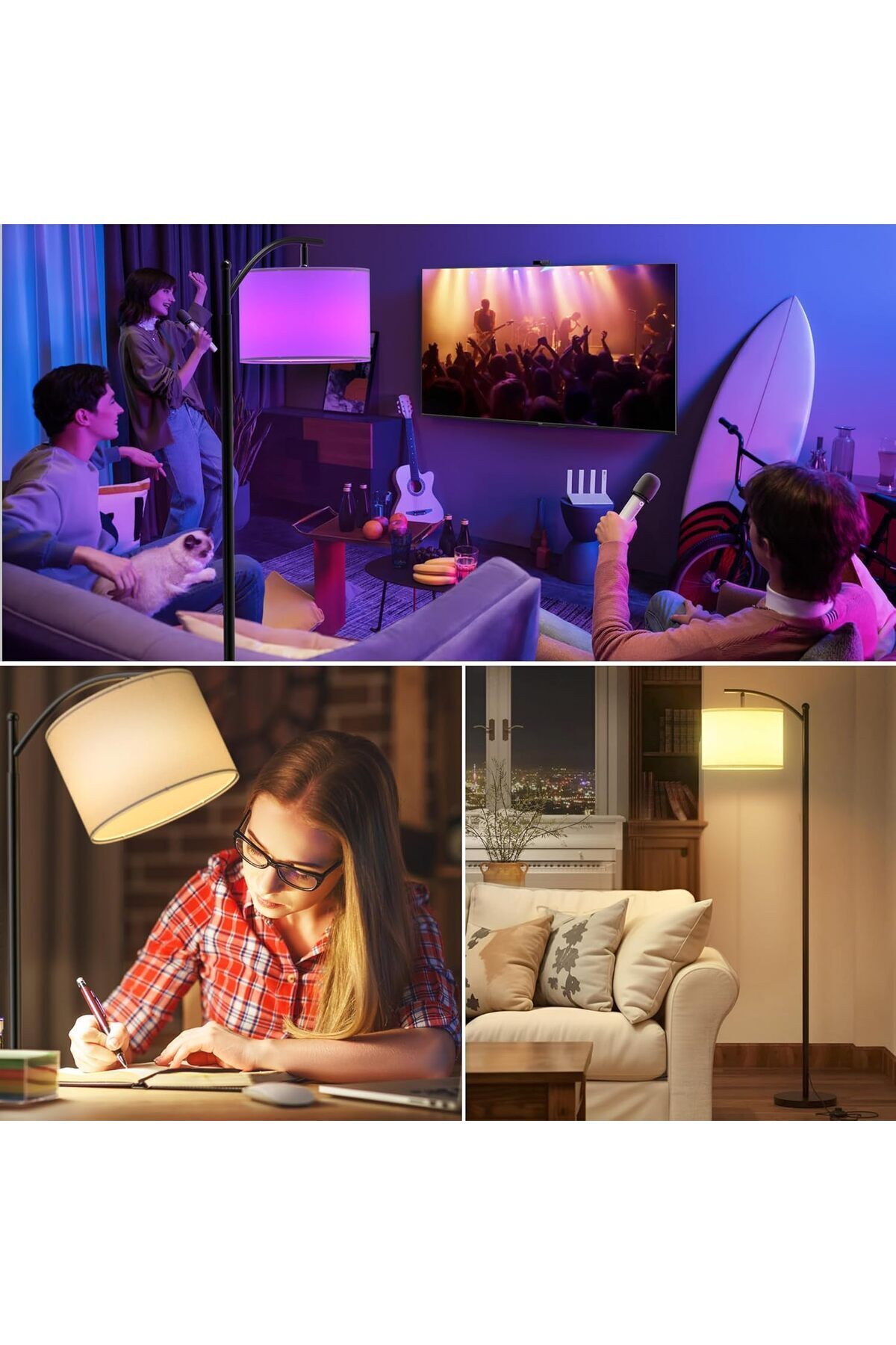 Saharaz-Floor Lamp,Smart LED with Remote Control,APP Control,Adjustable Lampshade,for Bedroom,Living Room 8