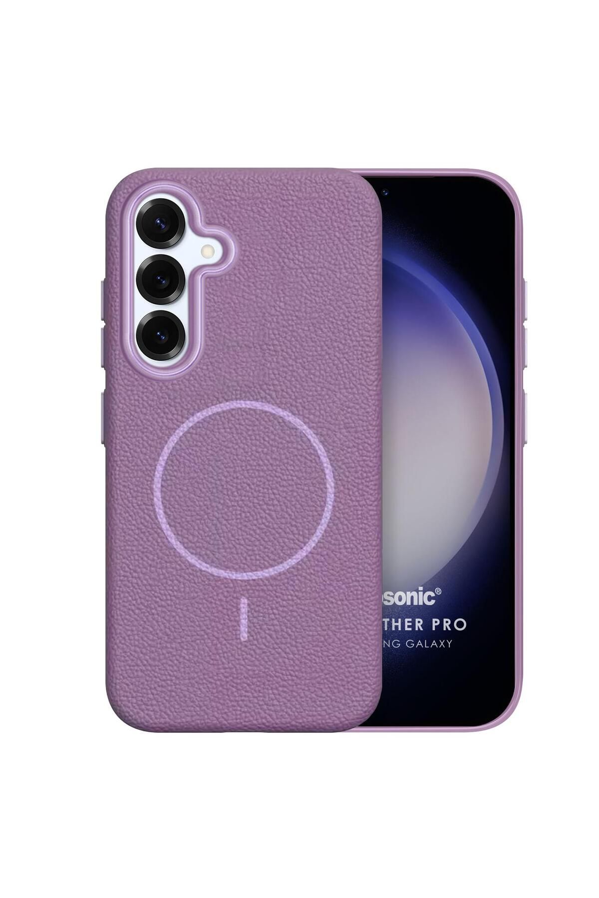 Microsonic Samsung Galaxy S24 Plus Kılıf MagLeather Pro Lila