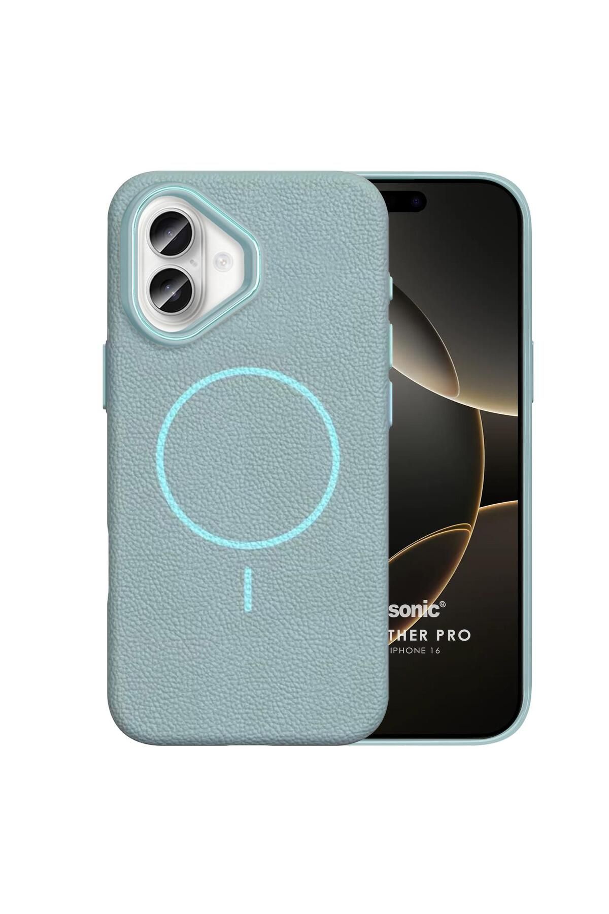 Microsonic Apple iPhone 16 Kılıf MagLeather Pro Mavi