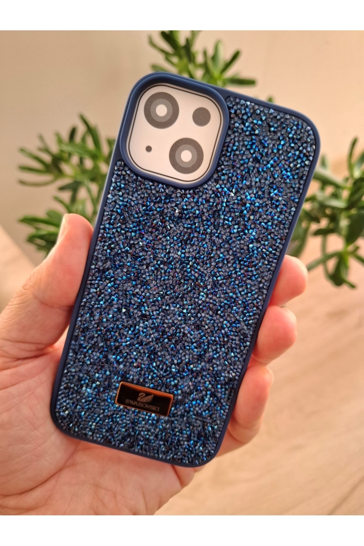 Techno iPhone 13 / 14 ve 15 Uyumlu Işıltılı Taşlı Kamera Çıkıntılı İçi Kadife Kaliteli Lüks Kılıf