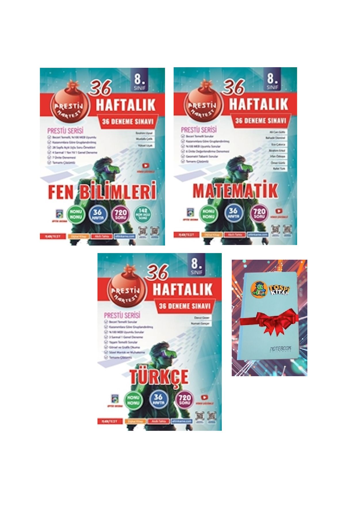 Nartest Yayınları 8. Sınıf Haftalık FEN BİLİMLERİ + MATEMATİK + TÜRKÇE Denemeleri ( NOT DEFTERİ HEDİYE)