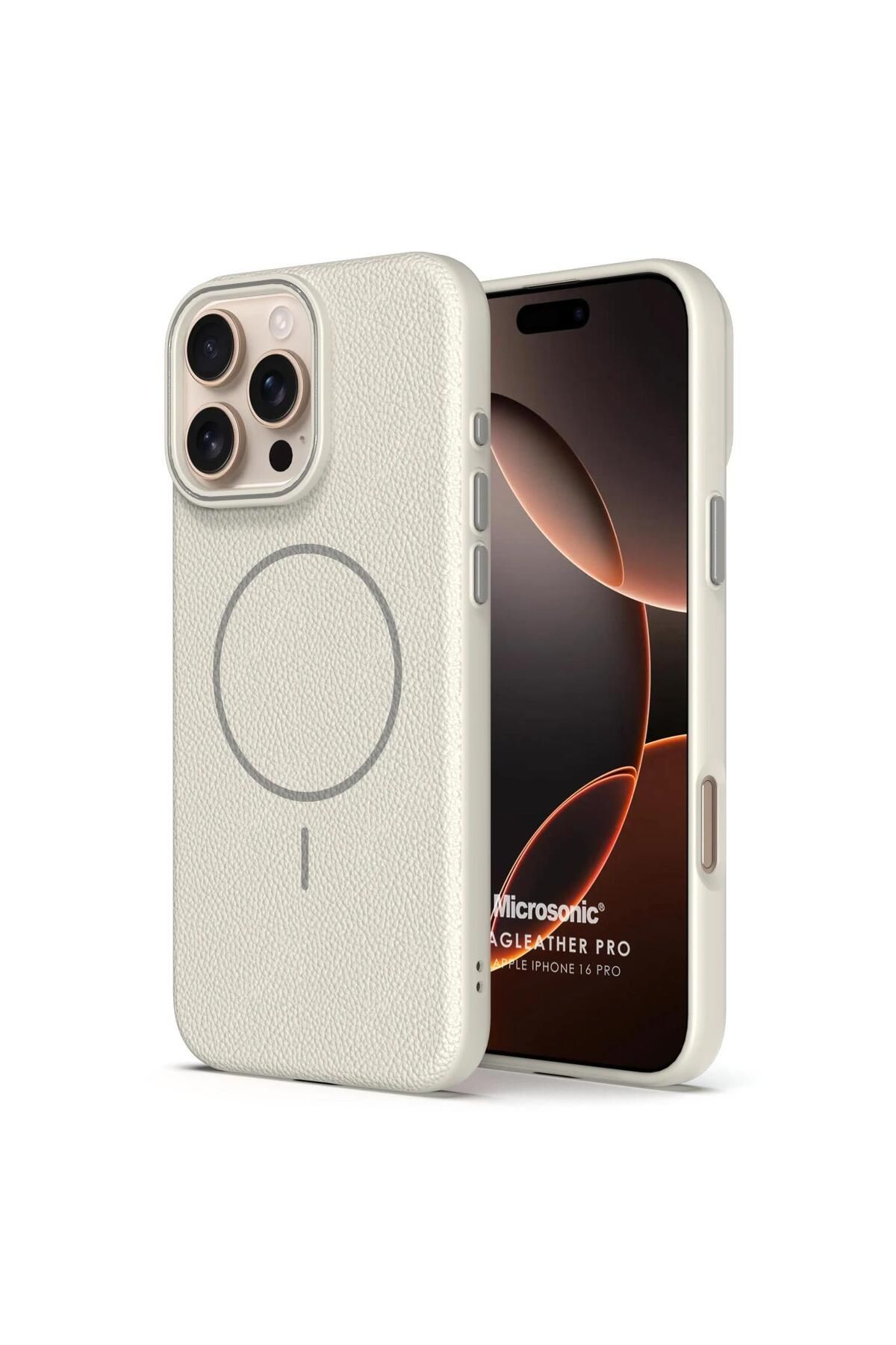 Microsonic Apple iPhone 16 Pro Kılıf MagLeather Pro Bej