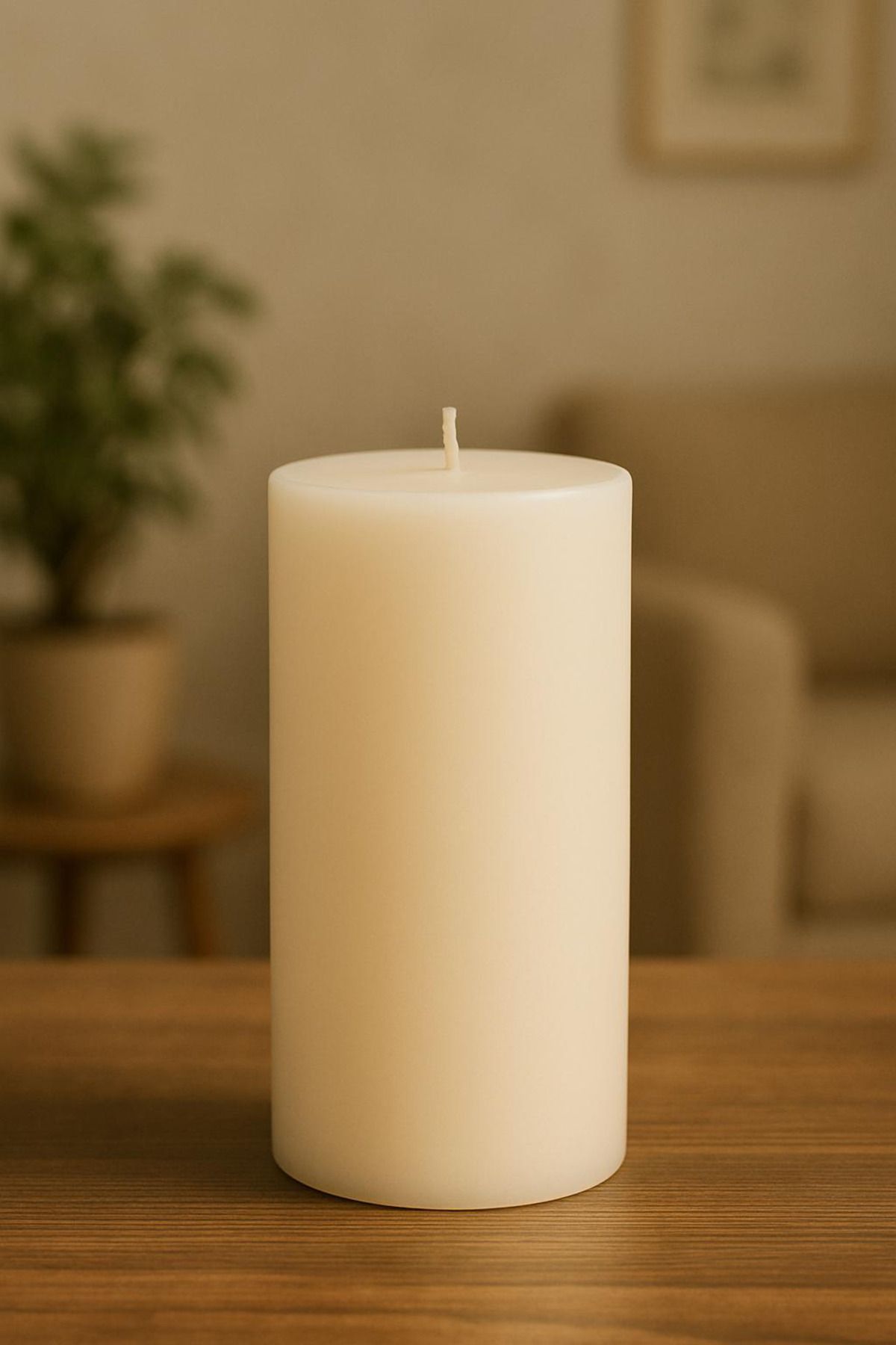 VINTAGE CANDLES Ekru Büyük Boy İskandinav Silindir Mum