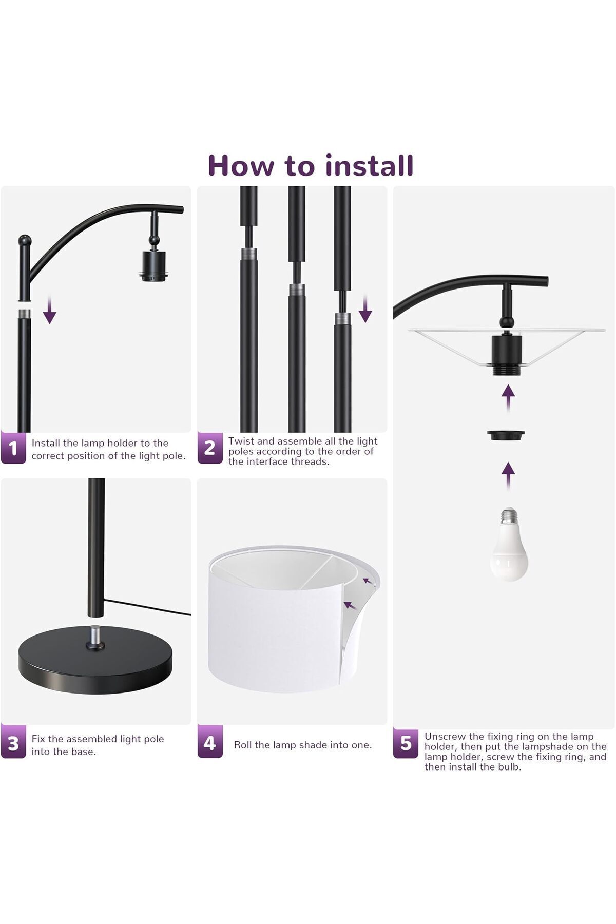 Saharaz-Floor Lamp,Smart LED with Remote Control,APP Control,Adjustable Lampshade,for Bedroom,Living Room 7