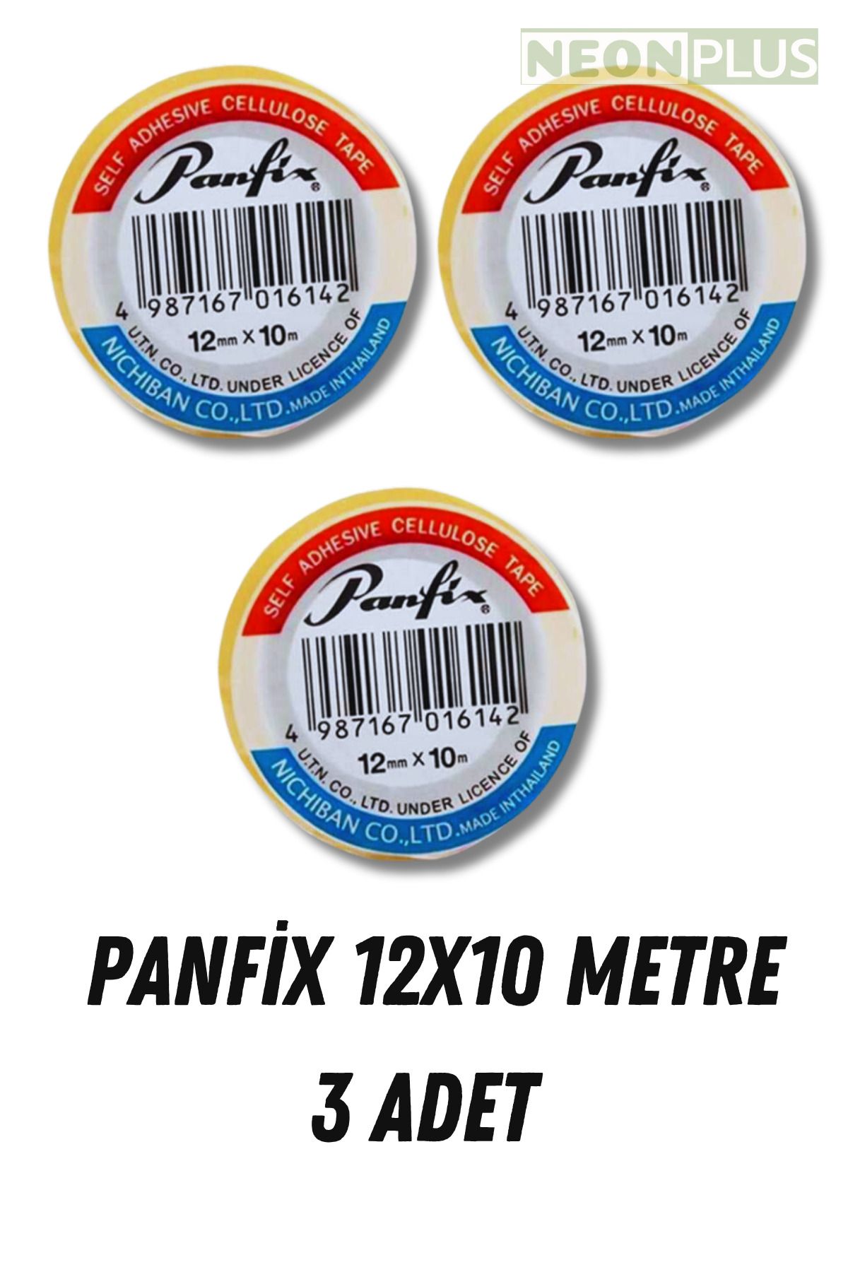 NEON PLUS Panfix 12mmx 10 Mt Para Bandı 3 Adet Küçük Boy