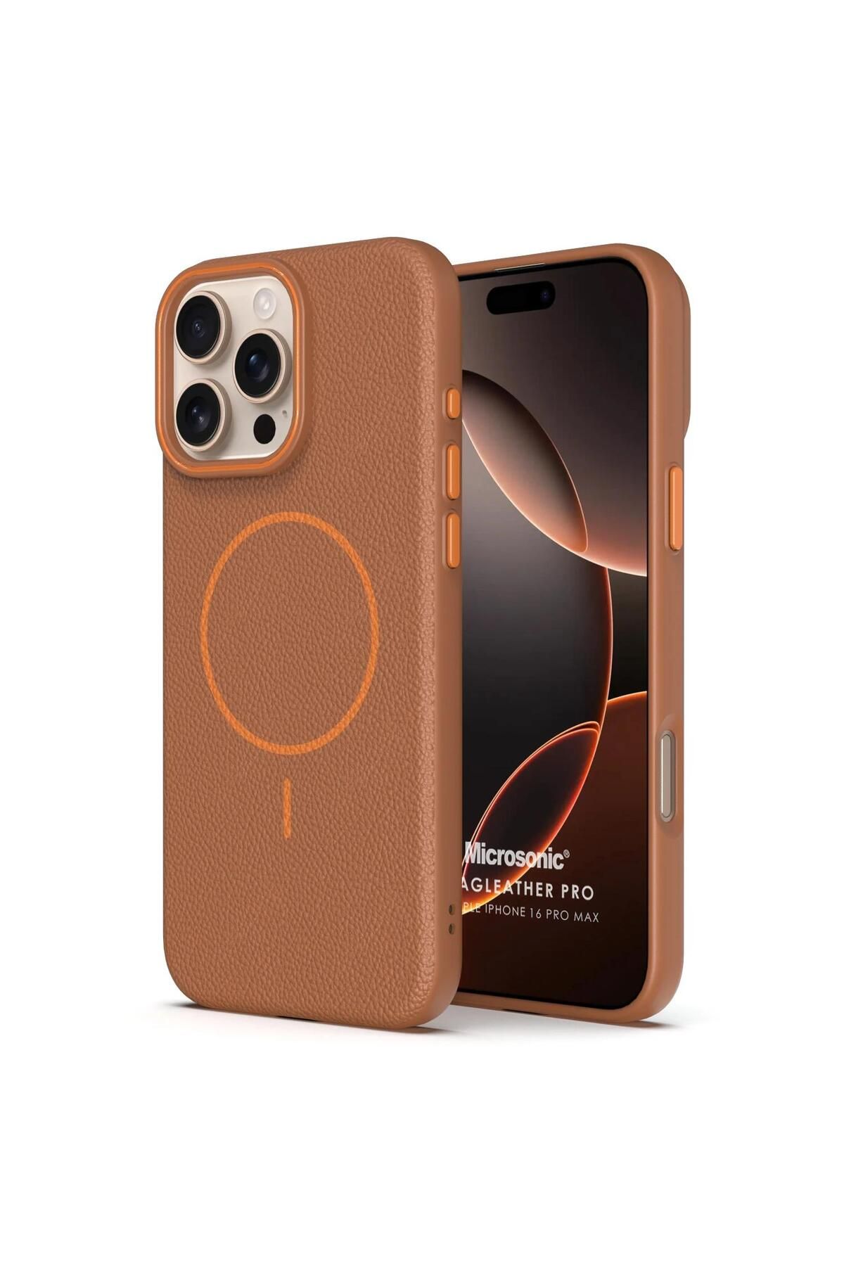 Microsonic Apple iPhone 16 Pro Max Kılıf MagLeather Pro Kahverengi
