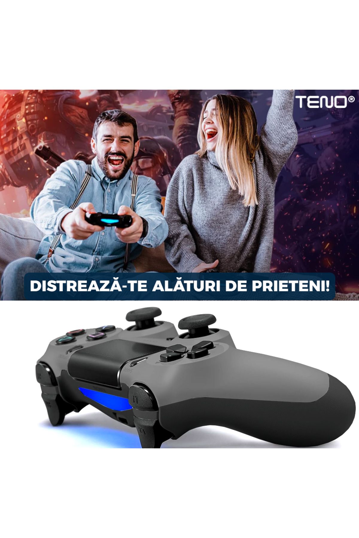Teno-DoubleShock Teno® Wireless Controller, compatible with PS4, analog joysticks, metallic gray 7