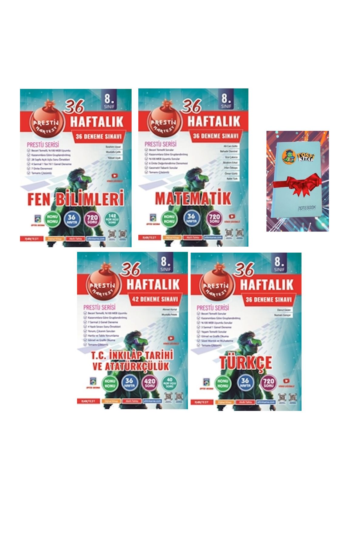 Nartest Yayınları 8. Sınıf Haftalık FEN BİLİMLERİ + MATEMATİK+TÜRKÇE + İNKILAP TARİHİ Denemeleri ( NOT DEFTERİ HEDİYE)