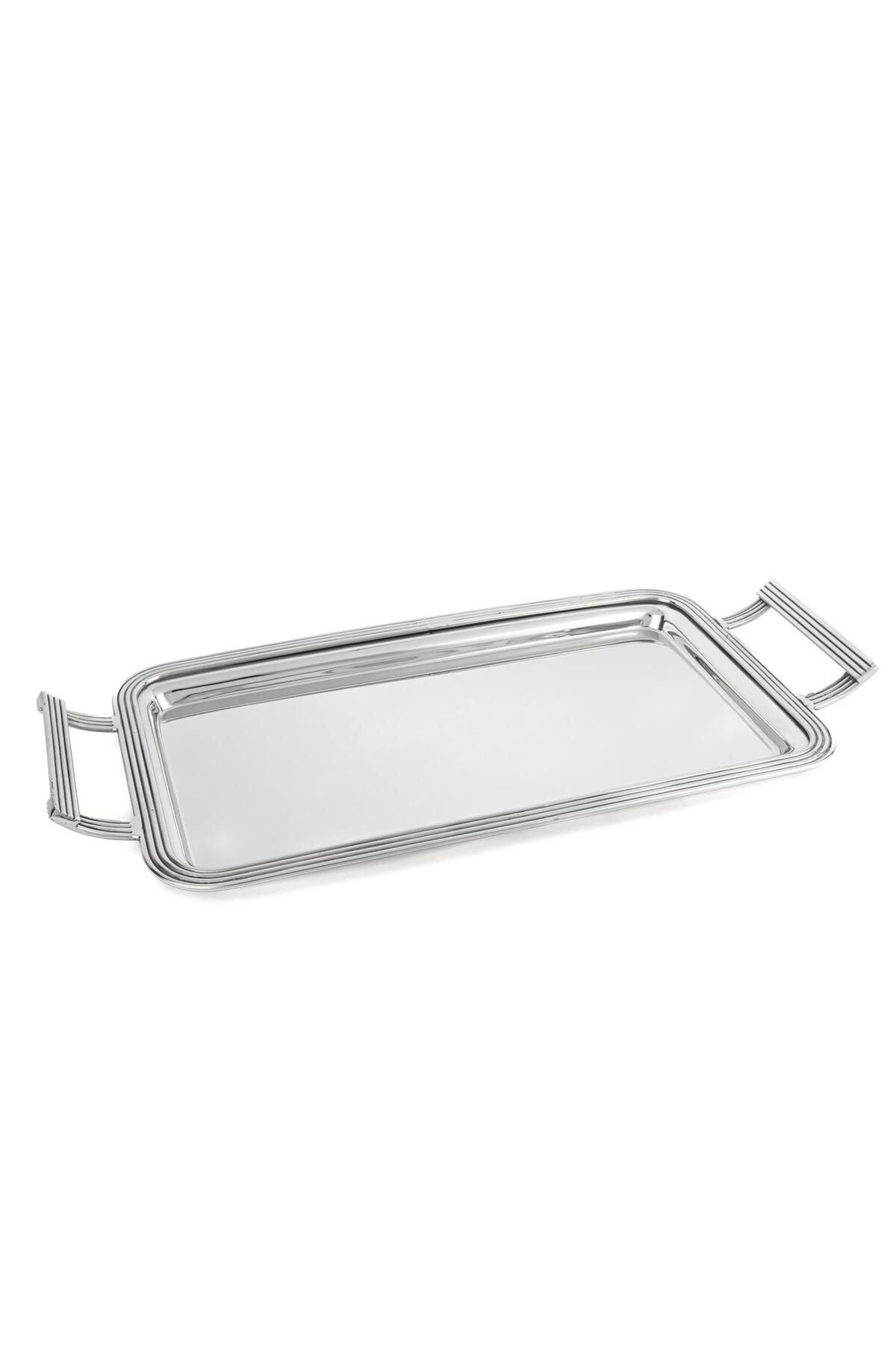 Mikasa Moor Gümüş Dik Kulplu Metal Tepsi 50x24cm