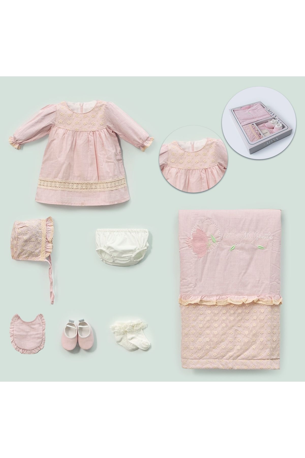 Modonoff KIZ 0-3 AY LALE NAKIŞLI KUTULU SET