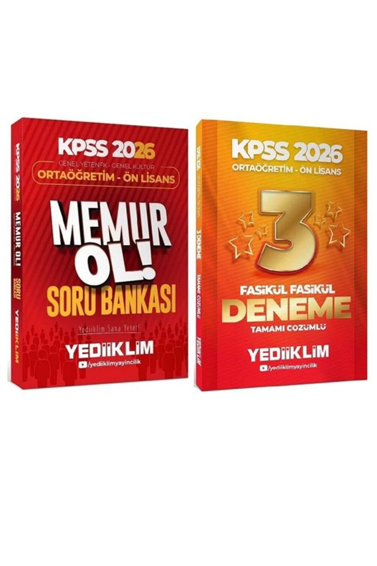 Anla Kazan Yayınları Yediiklim 2026 KPSS Lise Ortaöğretim Ön Lisans MEMUR OL Soru Bankası + 3 Deneme 2 li Set+Anlakazan