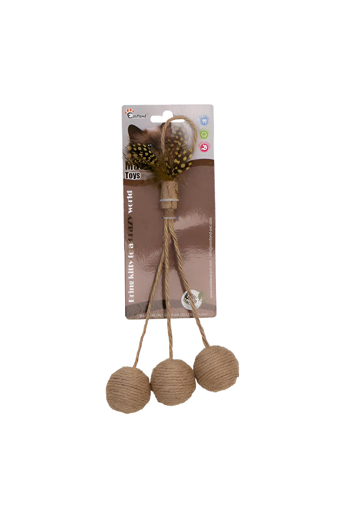Eastland İpli Tüylü Çıngıraklı Top Kedi Oyuncağı 6cm