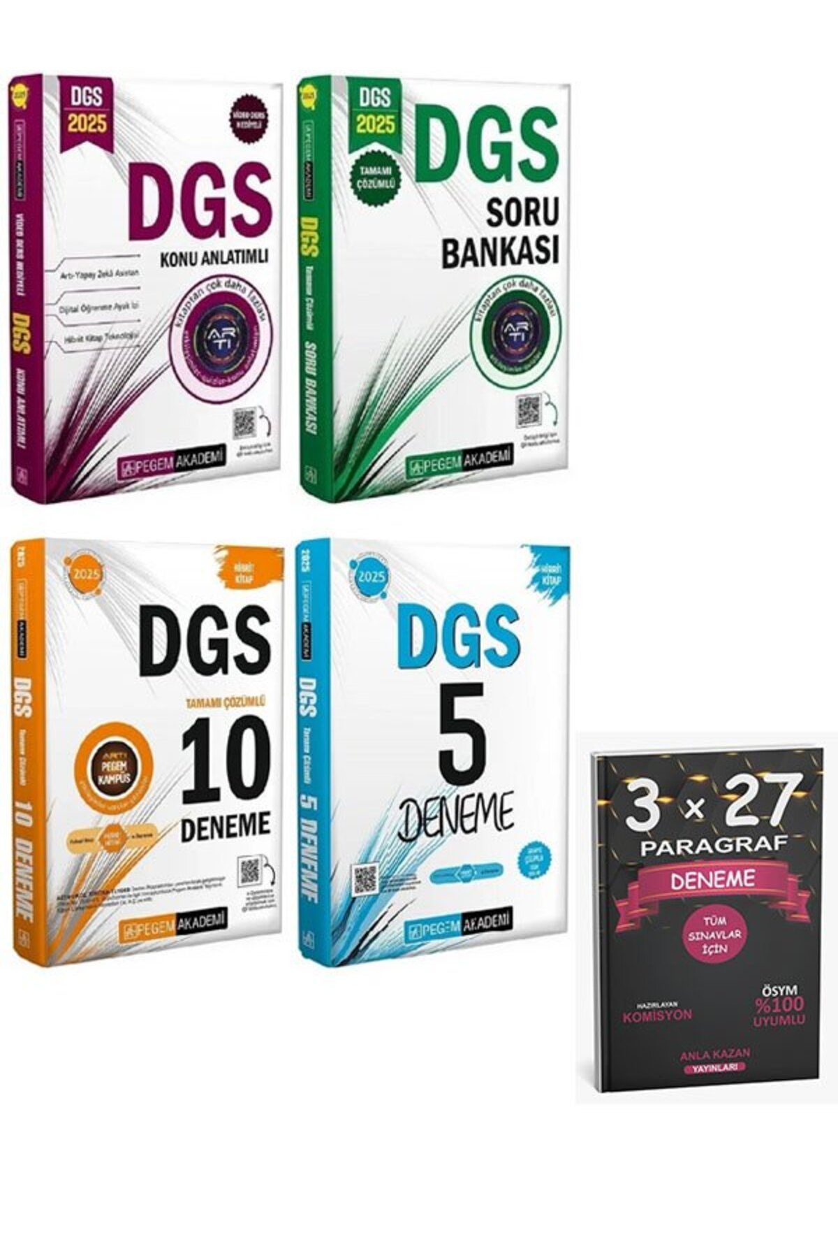 Anla Kazan Yayınları Pegem 2025 DGS Konu + Soru Bankası + 10+5 Deneme 4 lü Set+AnlaKazan PAragraf