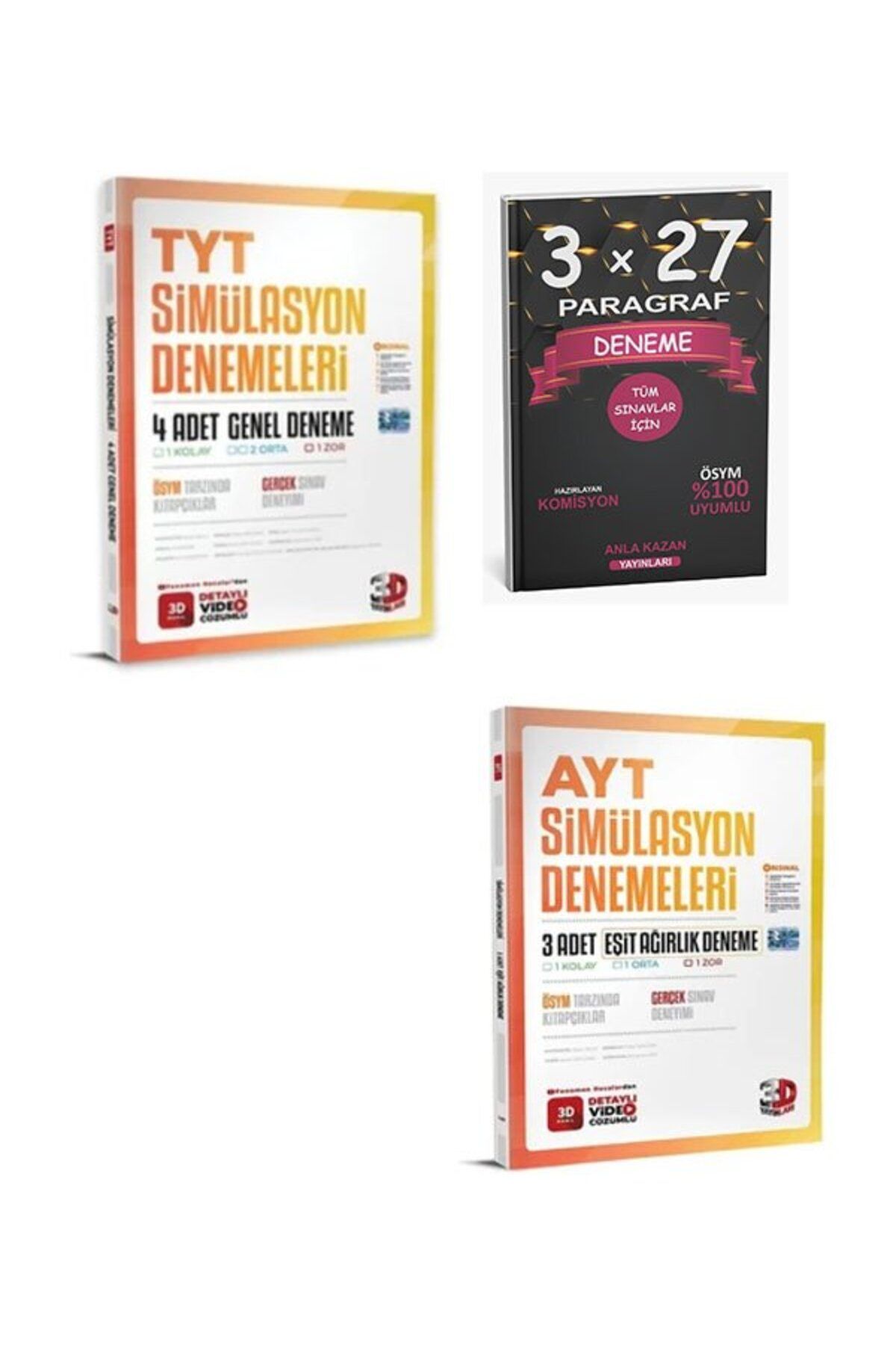 Anla Kazan Yayınları 3D Yayınları TYT ve AYT Eşit Ağırlık Deneme Seti
