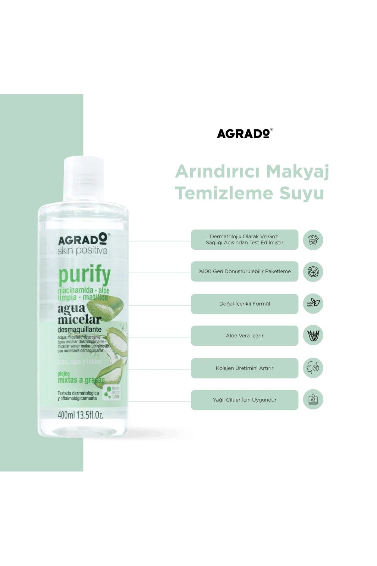Agrado Arındırıcı Makyaj Temizleme Suyu (400ml)