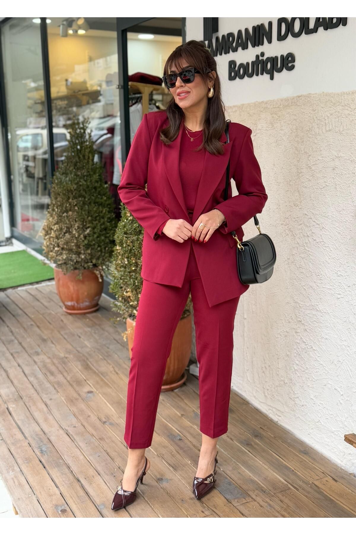 Damranın Dolabı Kumaş Pantolon Bordo