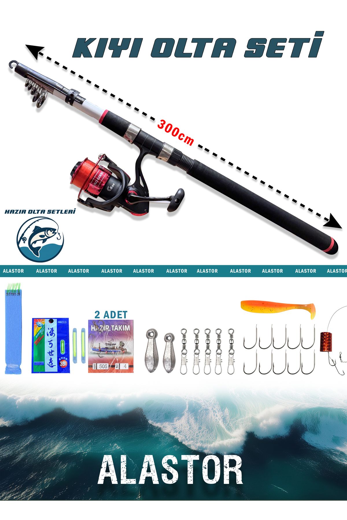 ALASTOR Hazır Tam Takım Kıyı Olta Seti 300cm Olta Kamışı 75-150gr Hobi Kıyı Olta Seti