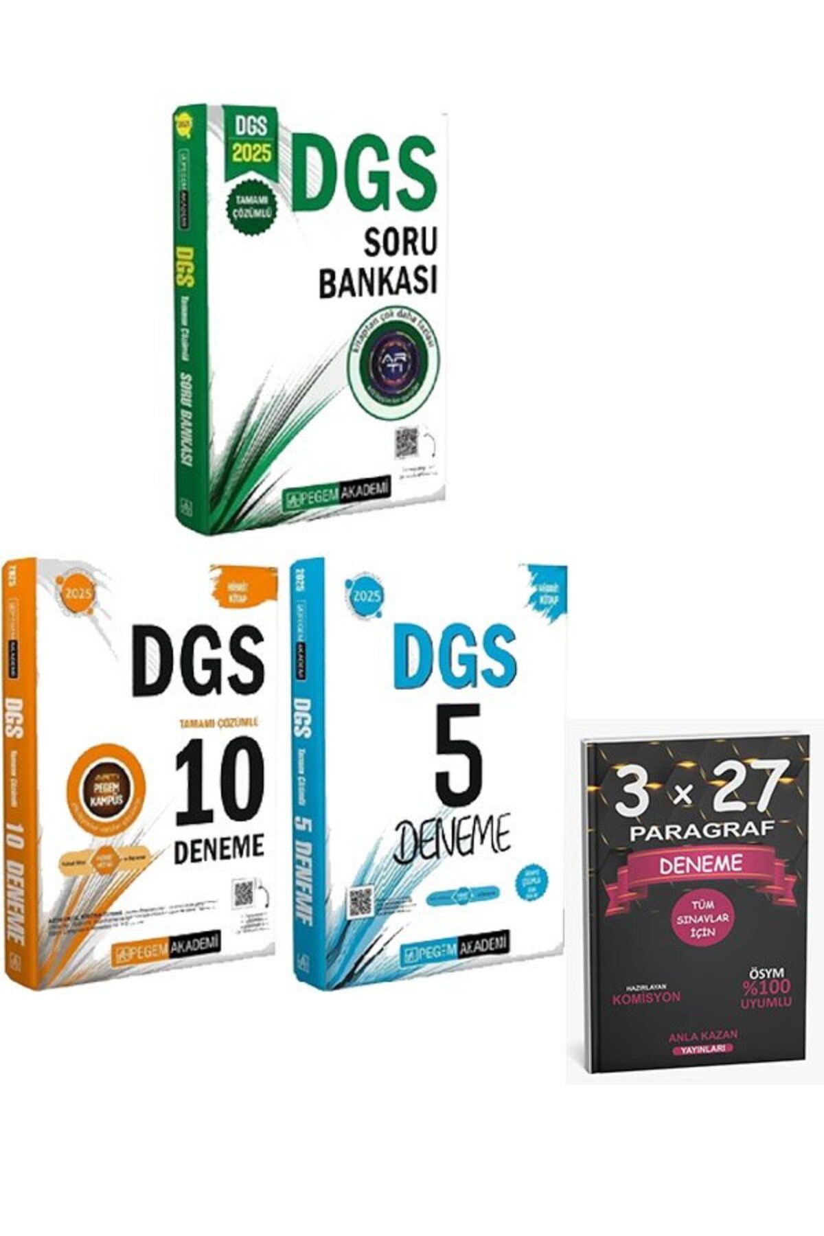 Anla Kazan Yayınları Pegem 2025 DGS Soru Bankası + 10+5 Deneme 3 lü Set+AnlaKAzan PAragraf