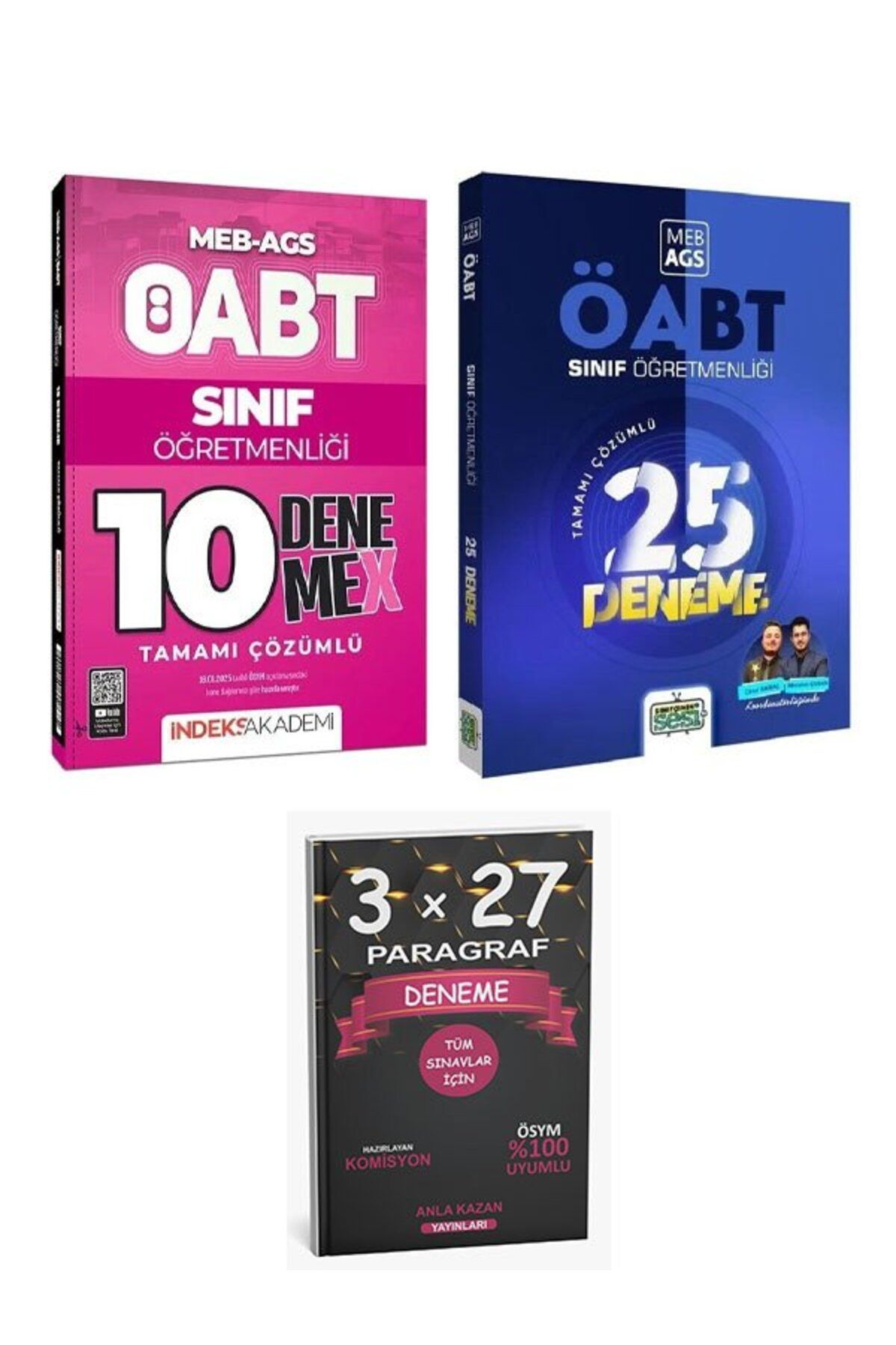 Anla Kazan Yayınları Sınıfçının Sesi + İndeks ÖABT MEB-AGS Sınıf Öğretmenliği 25+10 Deneme 2 li Set