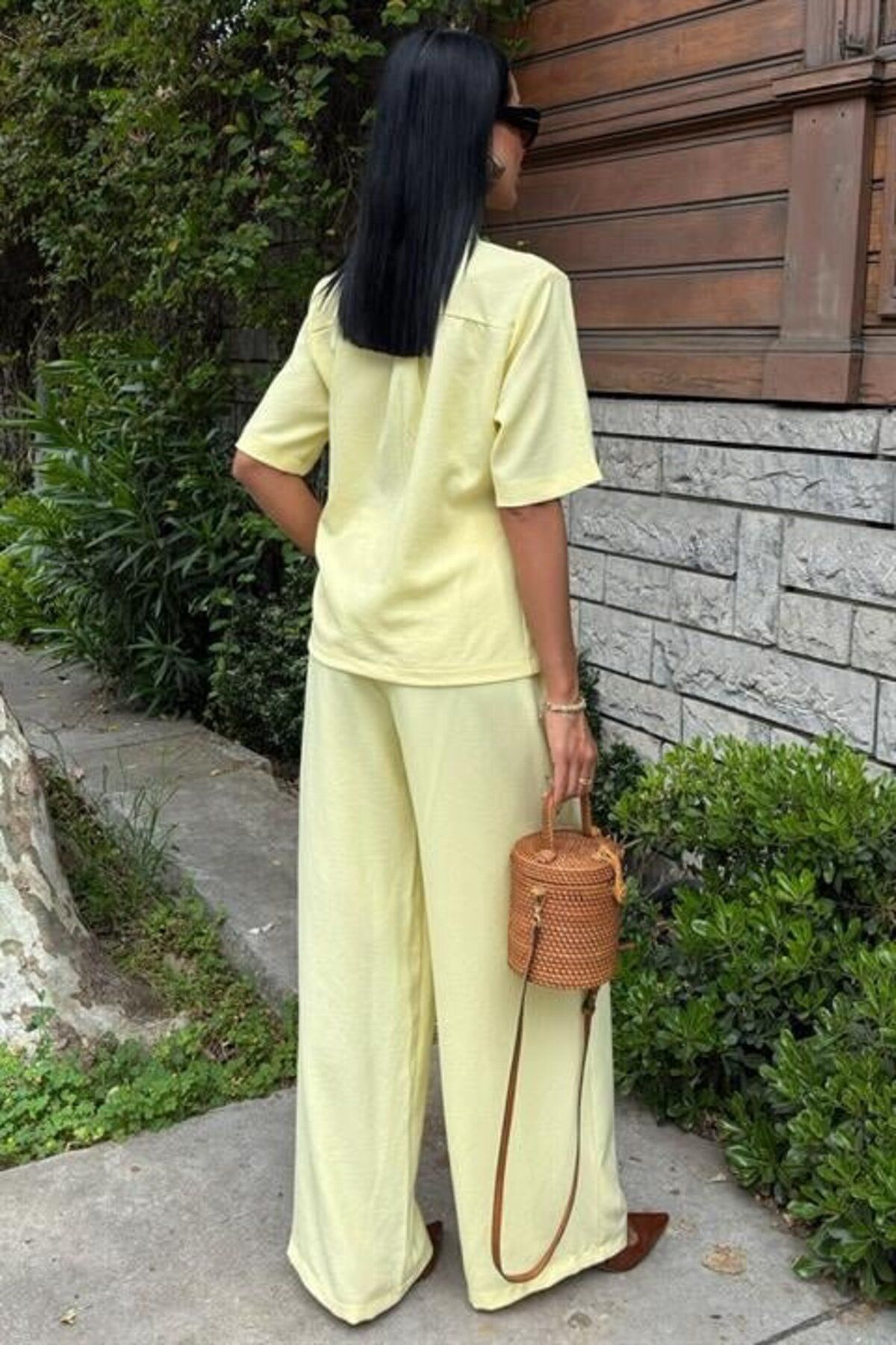 TUA MODA-Tua Moda Judge Collar Cross Button Plazzo Pants Viscon Linen Suit 10209 4