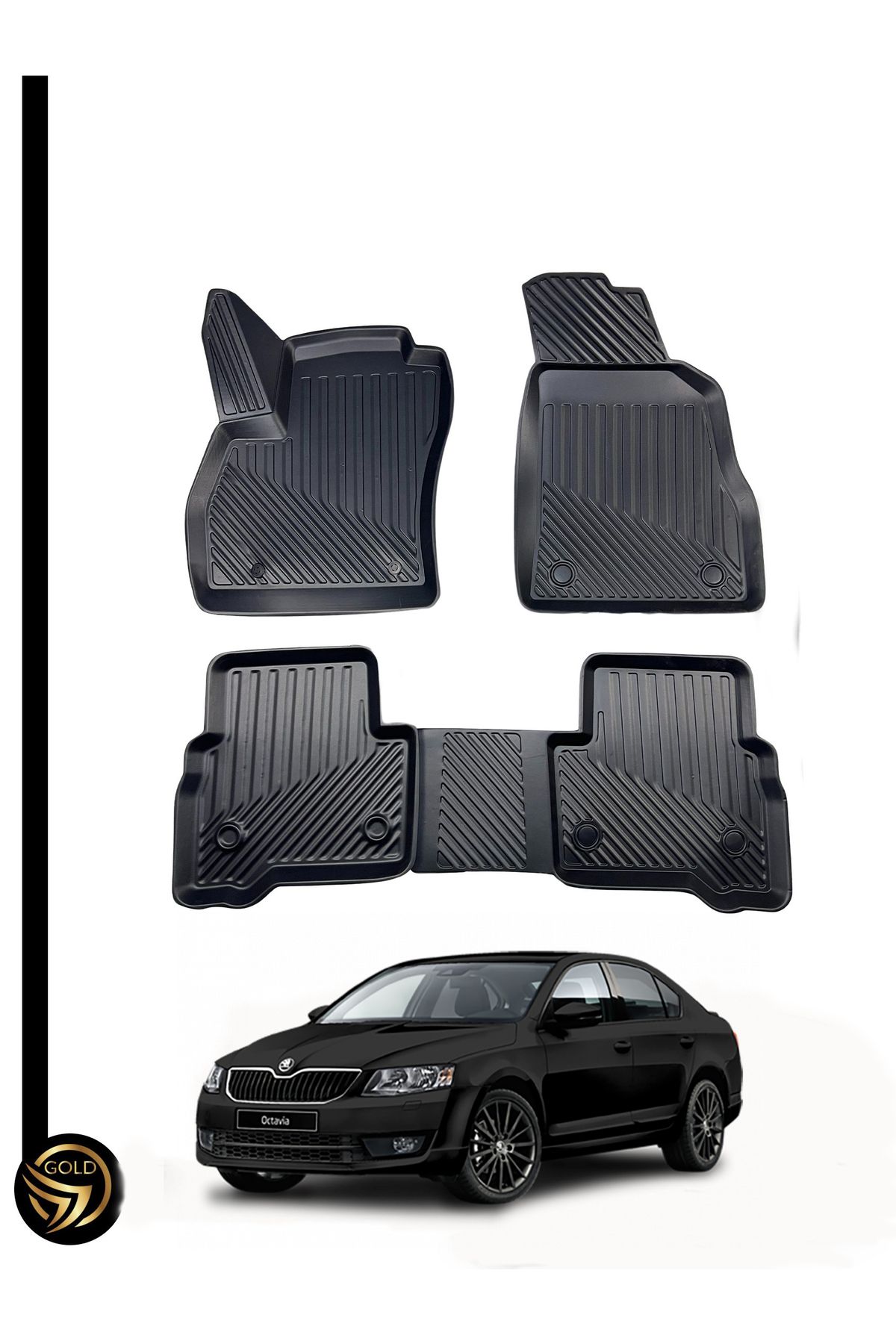 BLACK Skoda Octavia 2017+ 3D Havuzlu Paspas Kauçuk