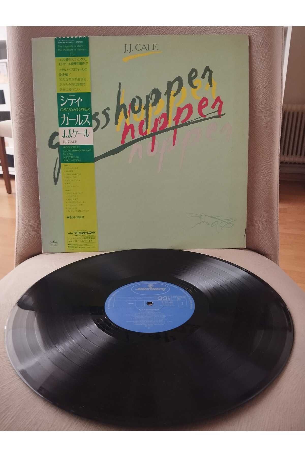 Plakperest J.J. Cale ‎– Grasshopper - 1982 Japonya Basım LP Plak -Obi’li -2.El