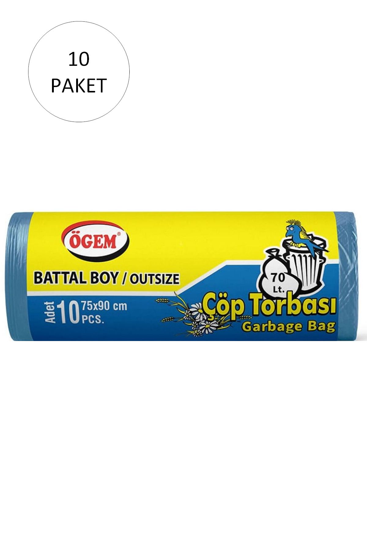 Serero Battal Boy Çöp Torbası 75 x 90 cm 10 Lu Rulo x 10 Paket = 100 Adet (Mavi)