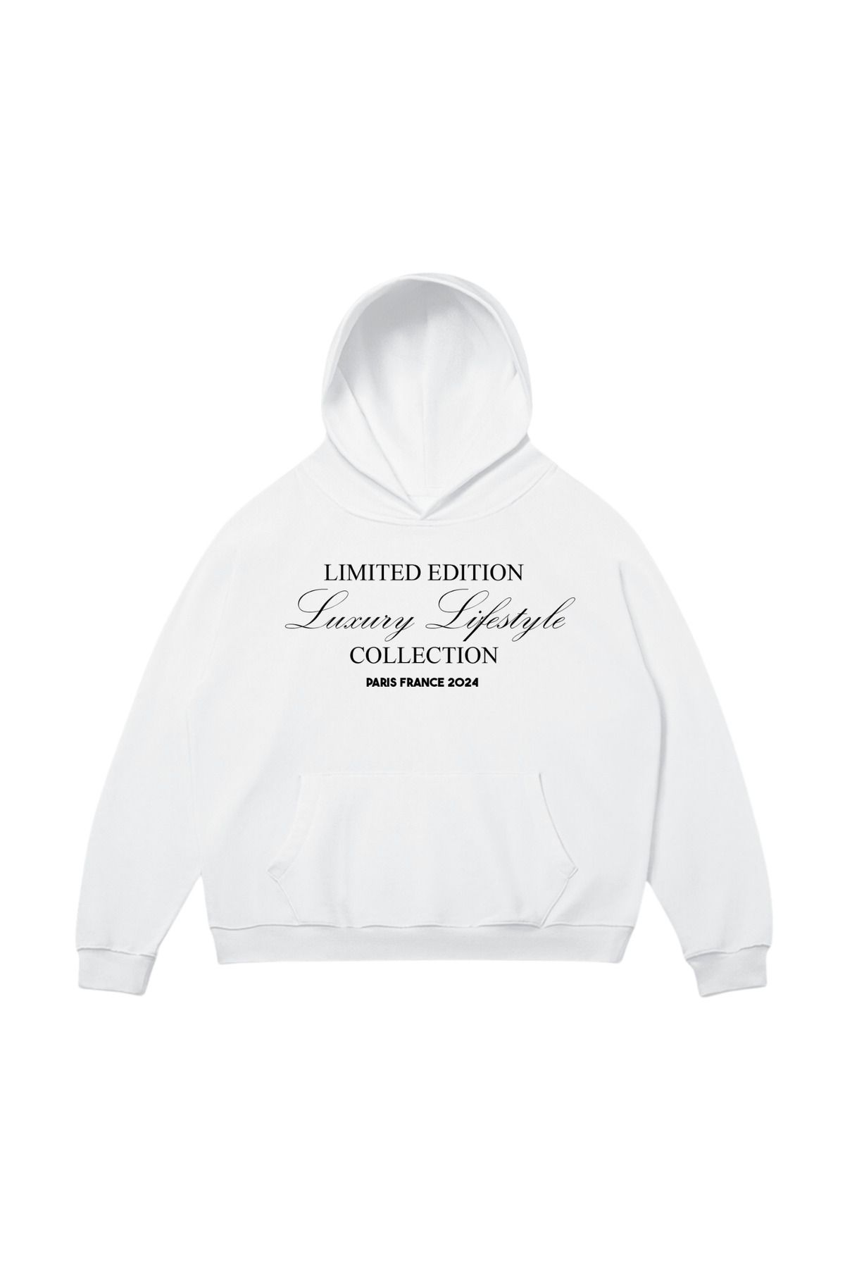 aynewmoda Beyaz Kapüşonlu Sweatshirt - Beden Aralığı (Limited Edtion) Kilemeleri Baskılı