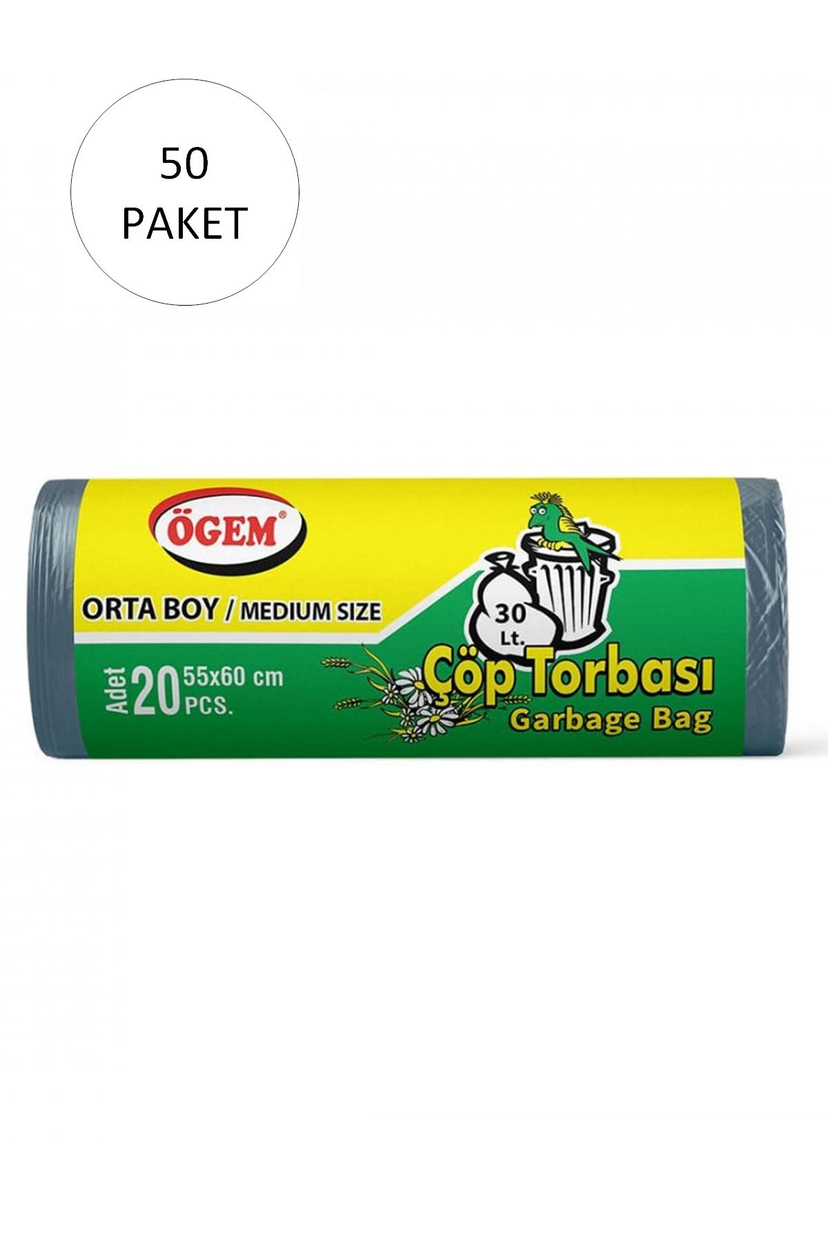 Serero Orta Boy Çöp Torbası 55 x 60 cm 20 Li Rulo x 50 Paket = 1000 Adet (Mavi)