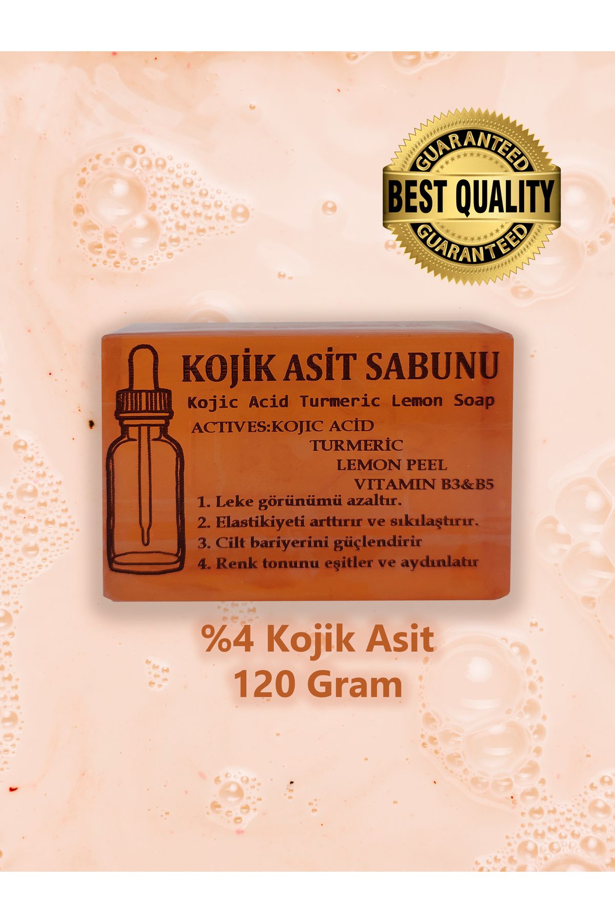 Klenas Kojik Asit Sabunu, Zerdeçal Limon Kabuğu ve Kojic Asit Etkisi Ile Leke Karşıtı Kojik Asit Sabunu